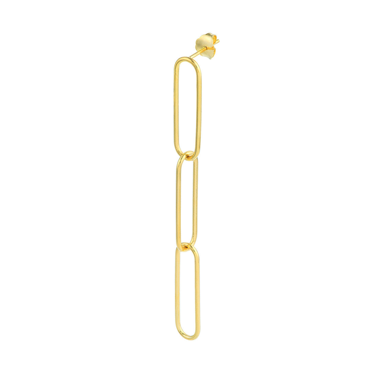 Simple three link paper clip dangle earrings by My Store, showcasing a modern and minimalist design in silver-tone metal.