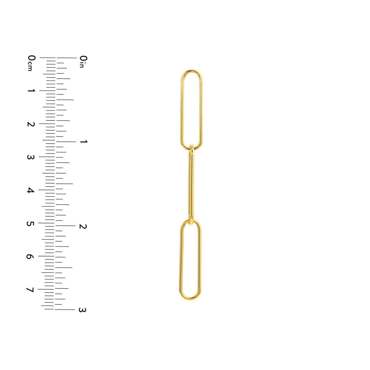 Simple three link paper clip dangle earrings by My Store, featuring a sleek and modern design in silver tone.