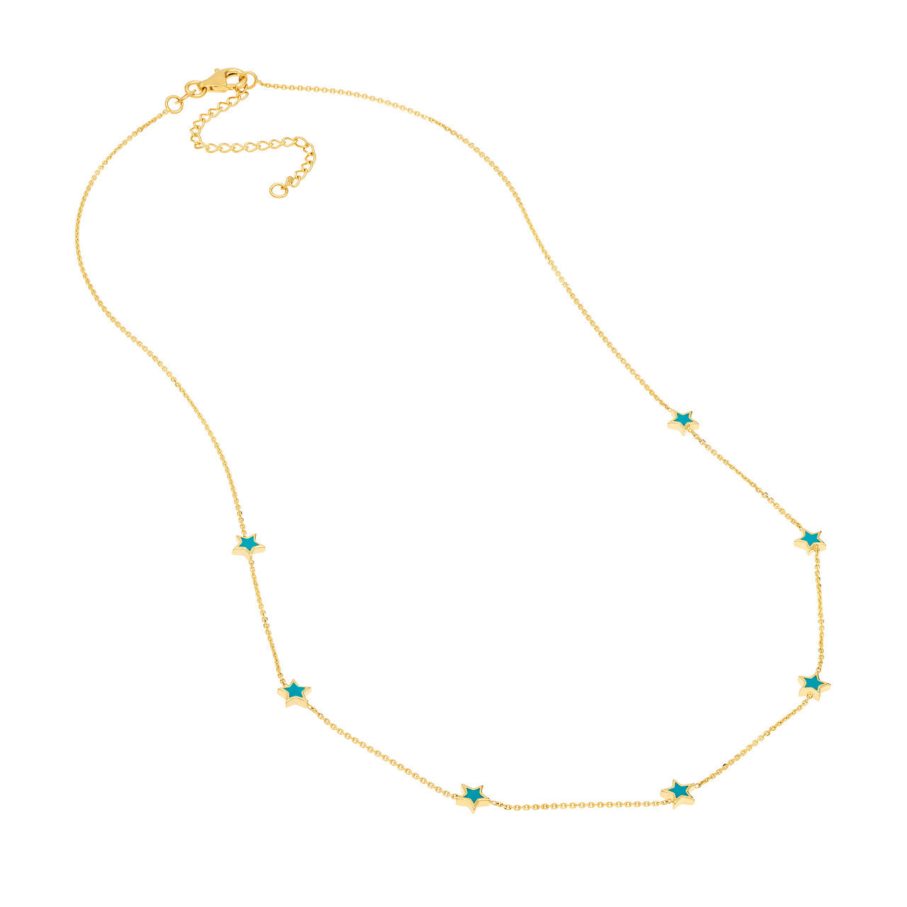 Seven Teal Enamel Mini Stars Necklace 3