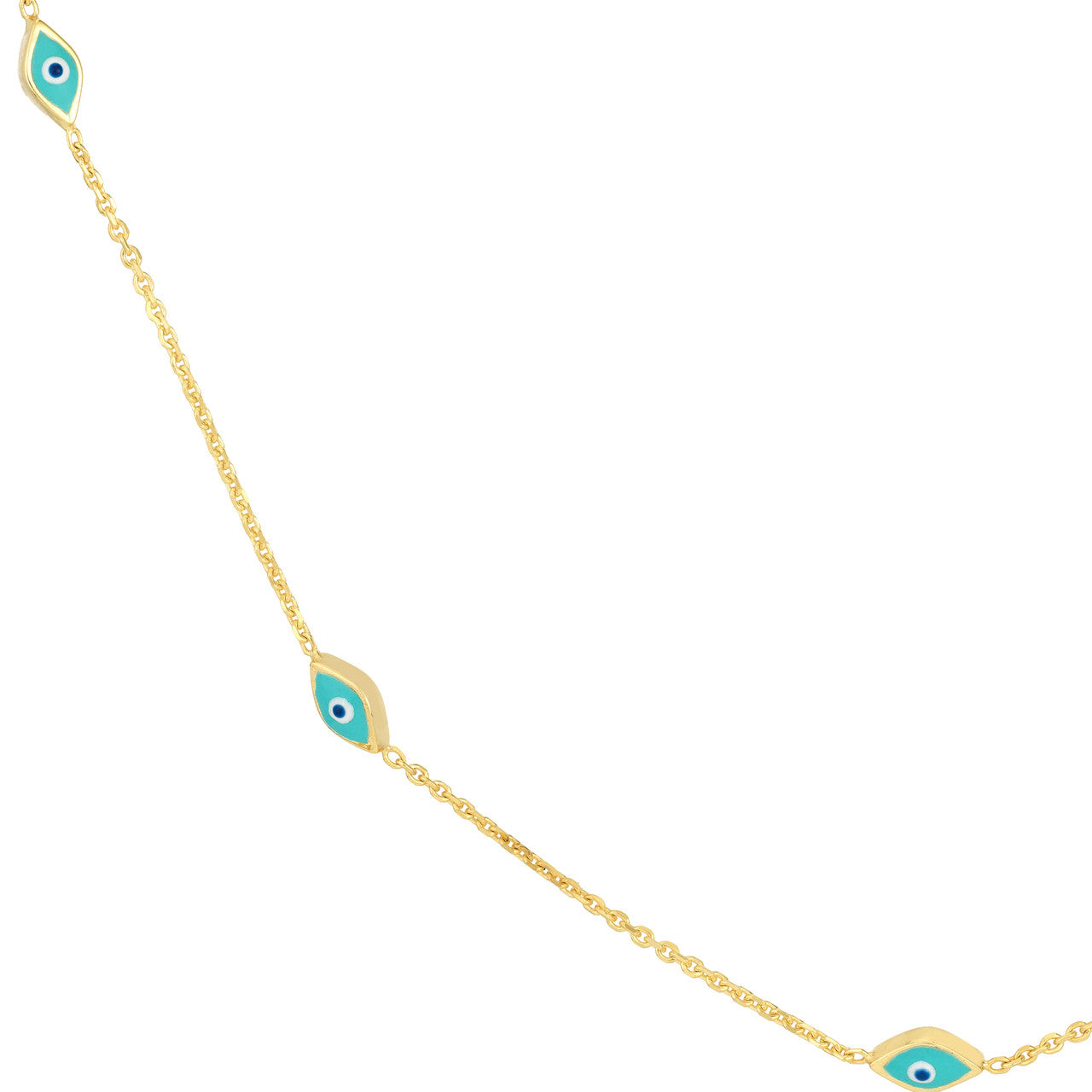 Turquoise Enamel Evil Eye Station Necklace 2