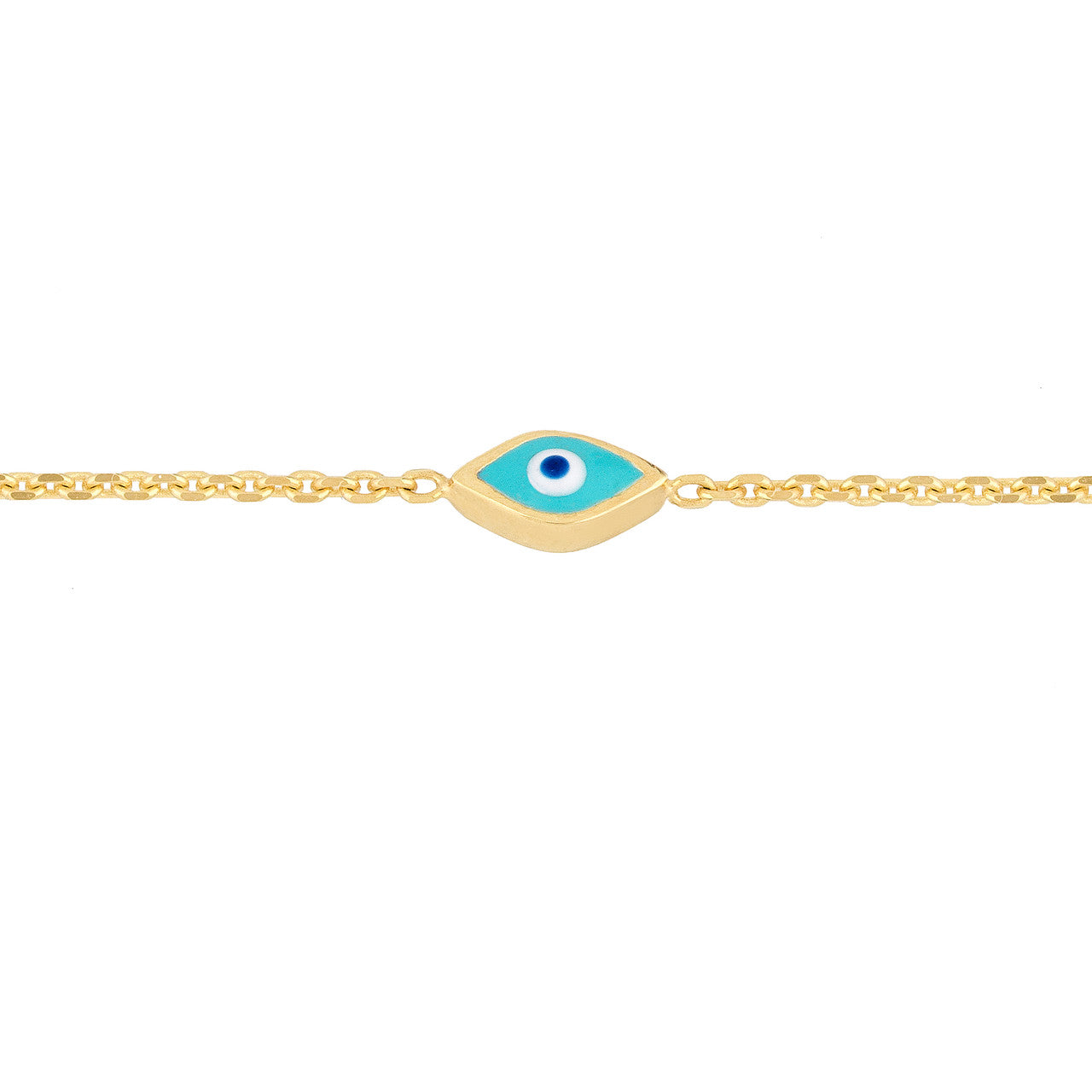 14K gold turquoise enamel evil eye station bracelet, alternate view