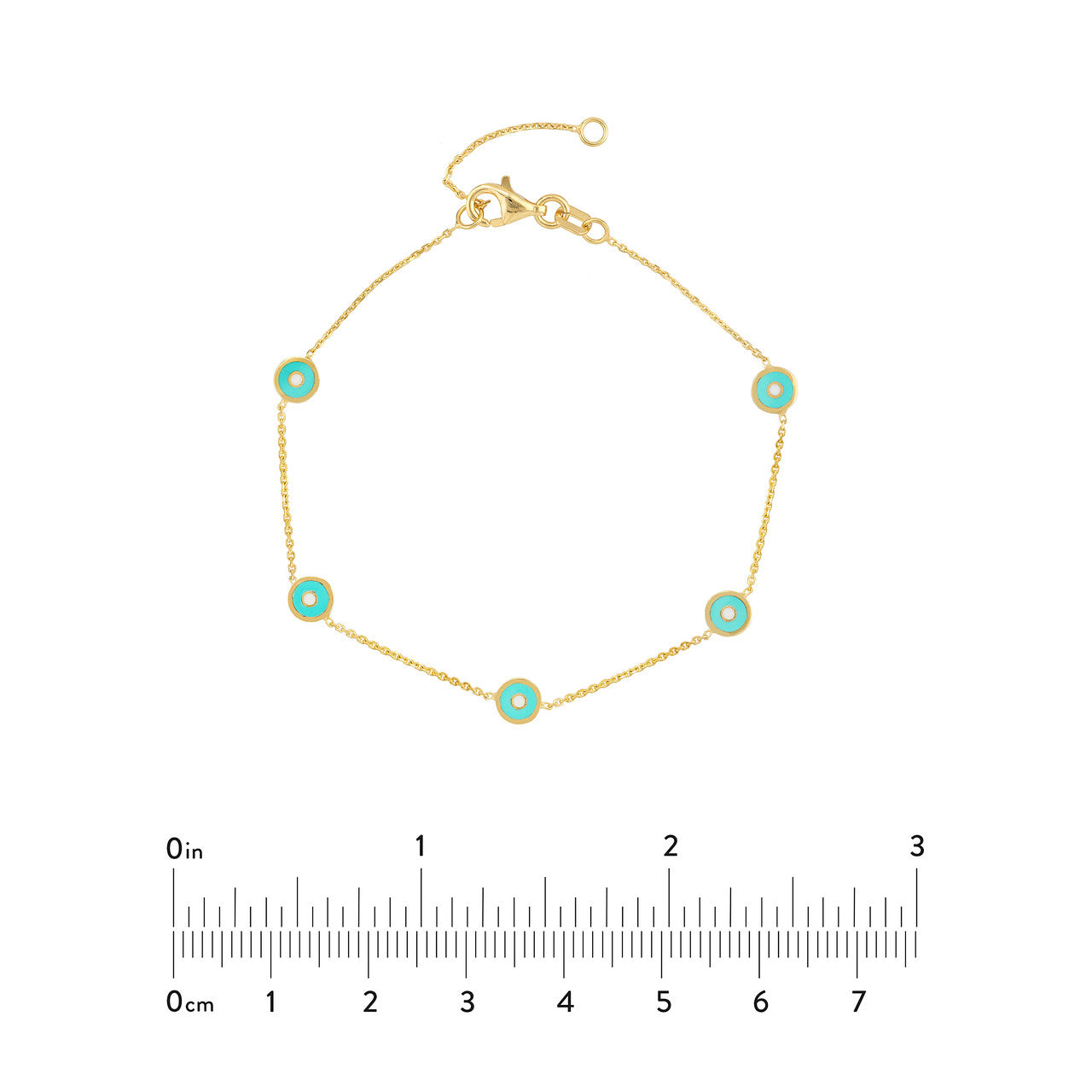 Turquoise Enamel Round Evil Eye Bracelet 4