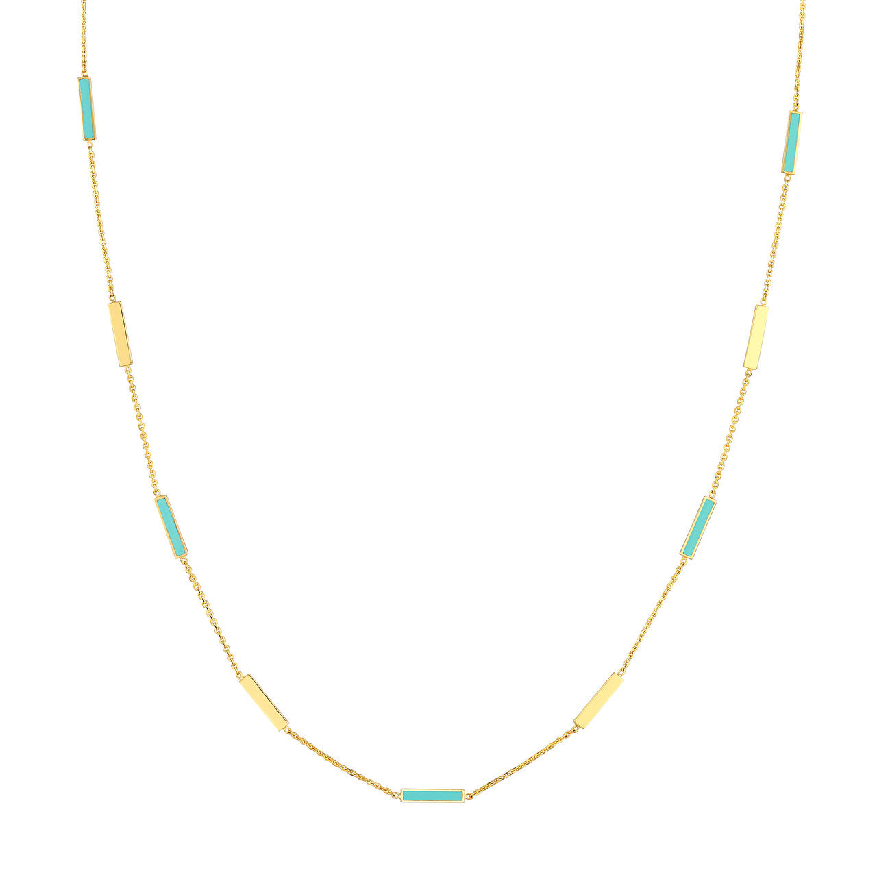 Turquoise Enamel Bar Necklace