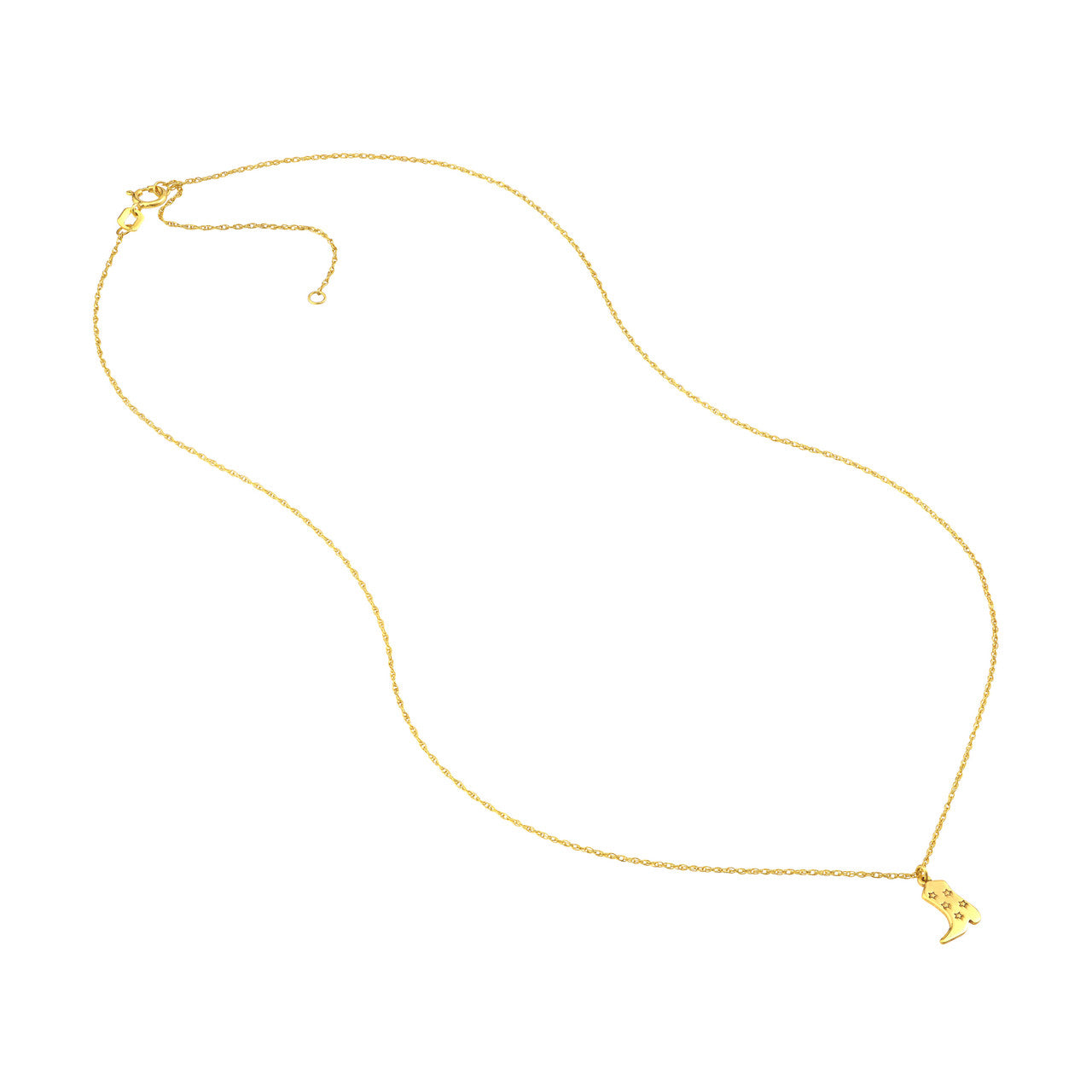 Simple Five Stars cowboy boot necklace with intricate detailing and a polished finish.