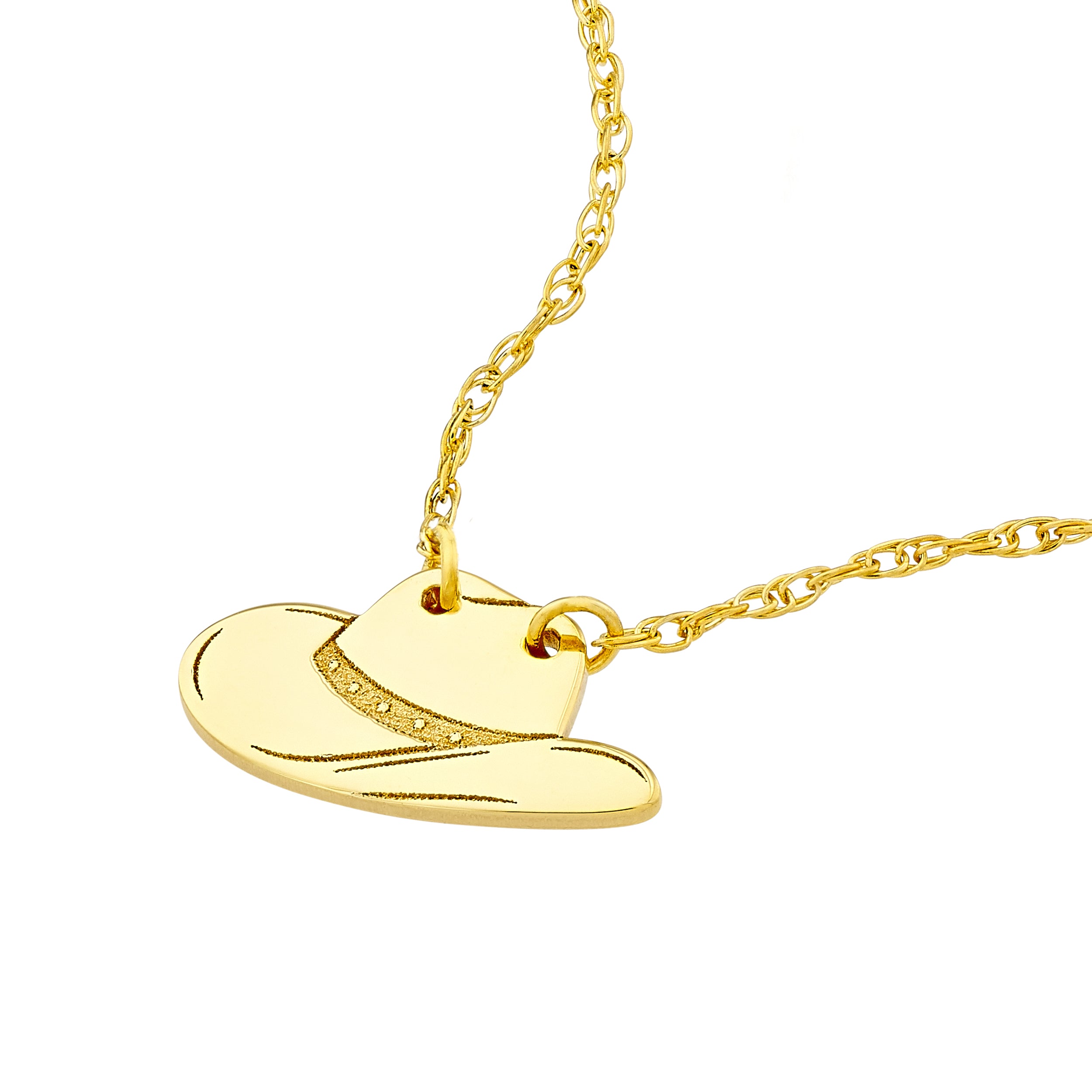 14K gold cowboy hat necklace, alternate view