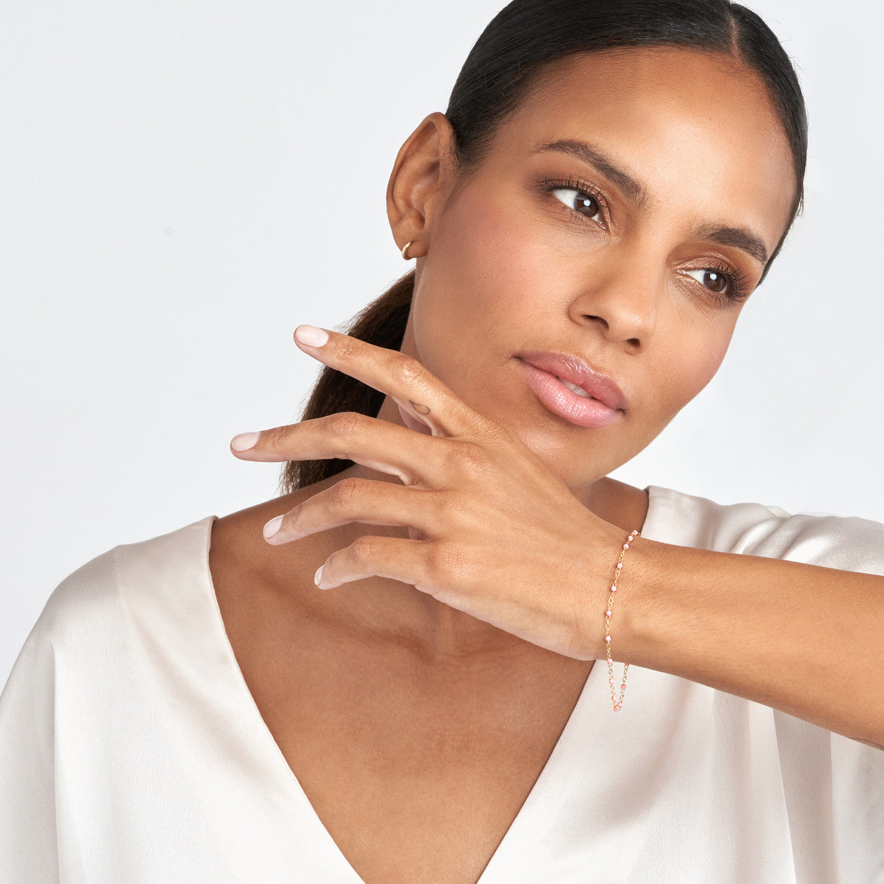 Baby Pink Enamel Bead Chain Bracelet