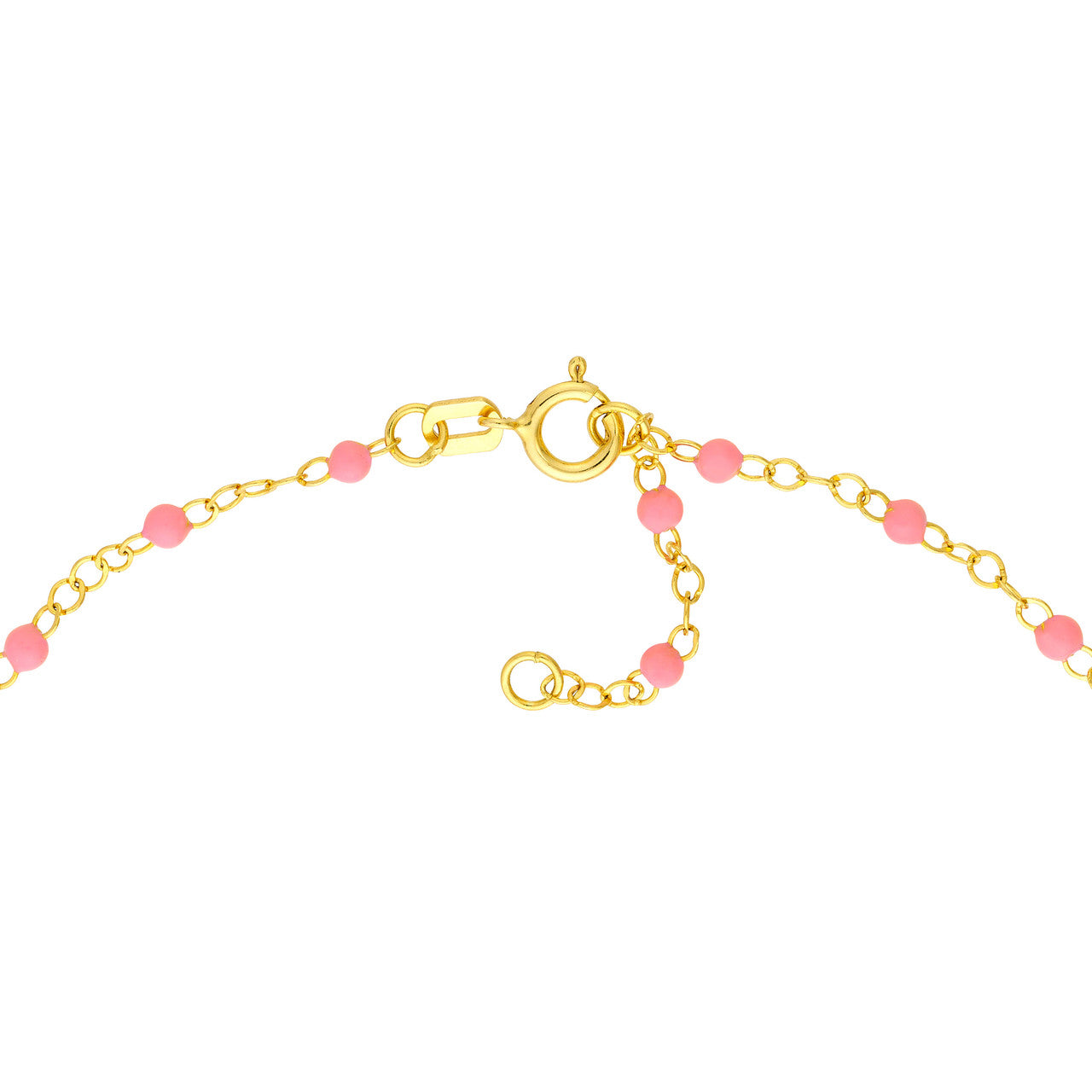 14K gold pink enamel bead chain bracelet for everyday wear