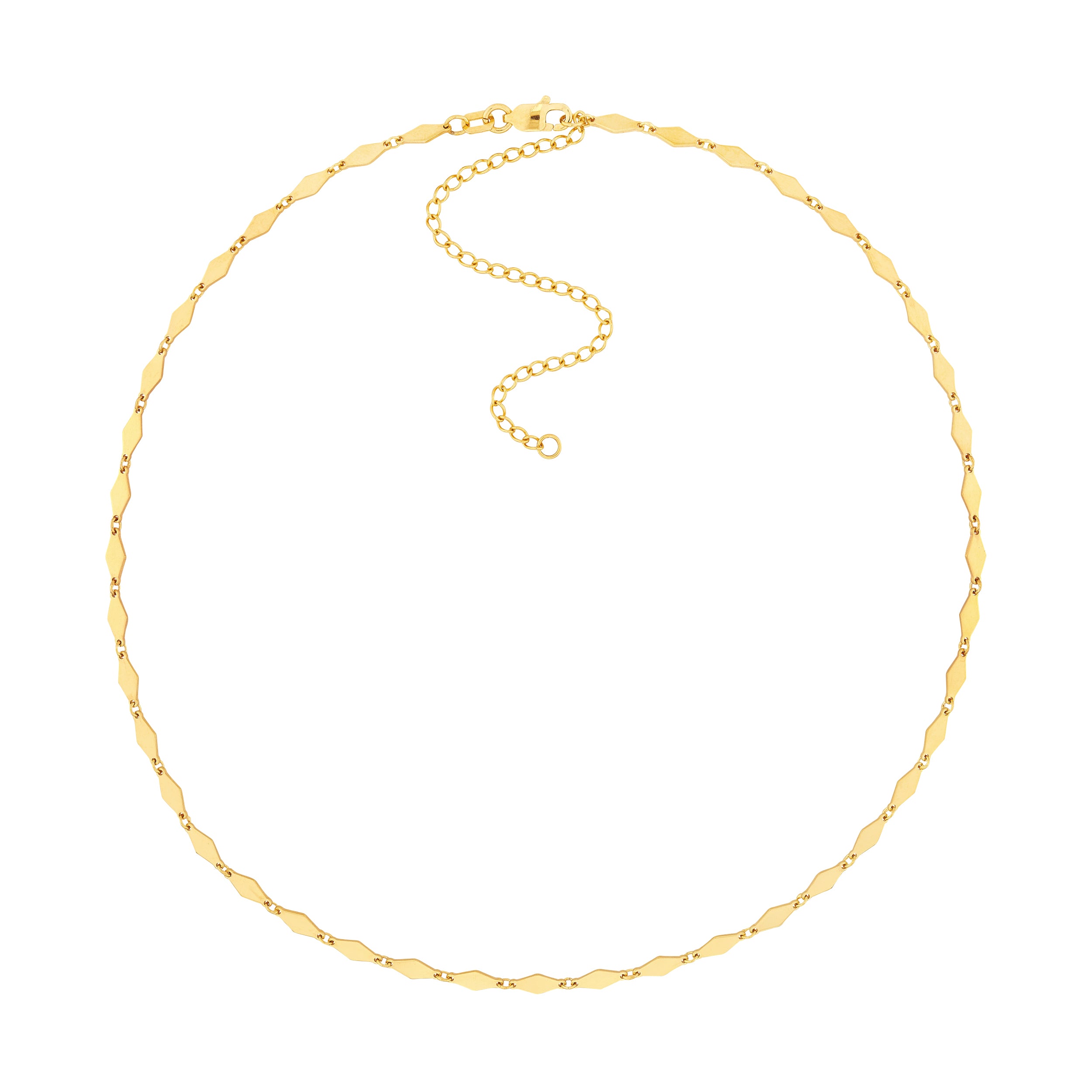 14K gold mirror lozenge link choker