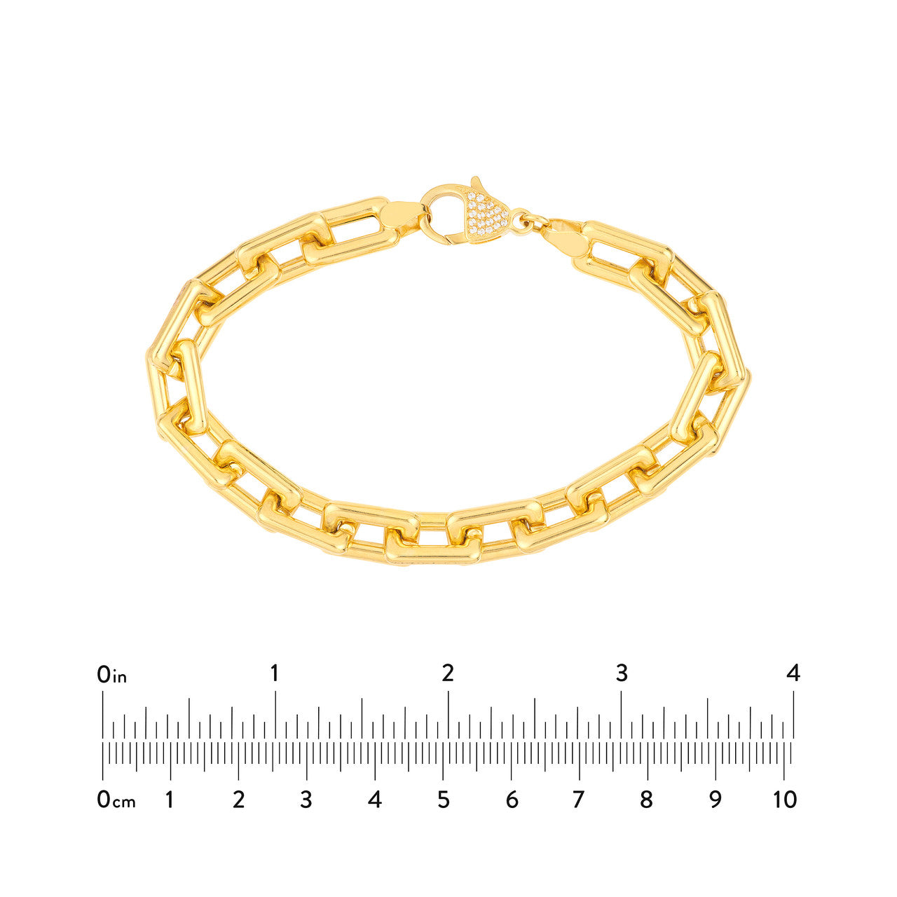 14K gold chunky link bracelet with diamond lock, additional view