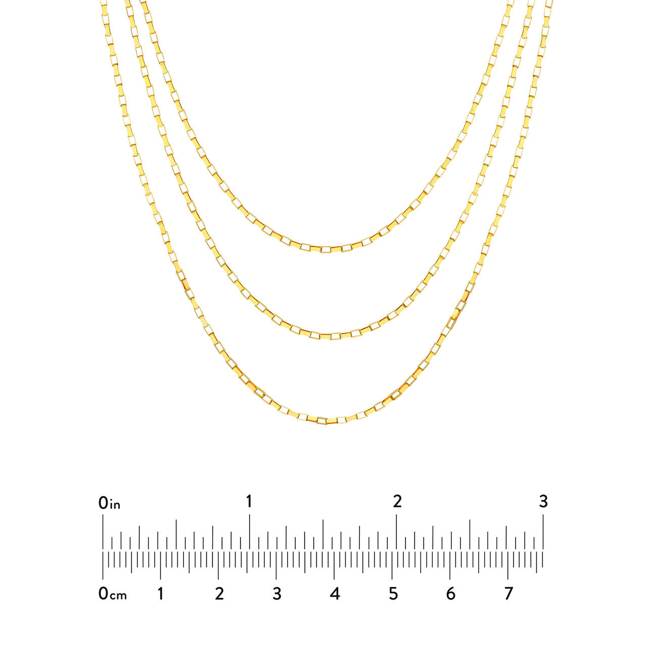 Triple Graduated Box Link Necklace size guide