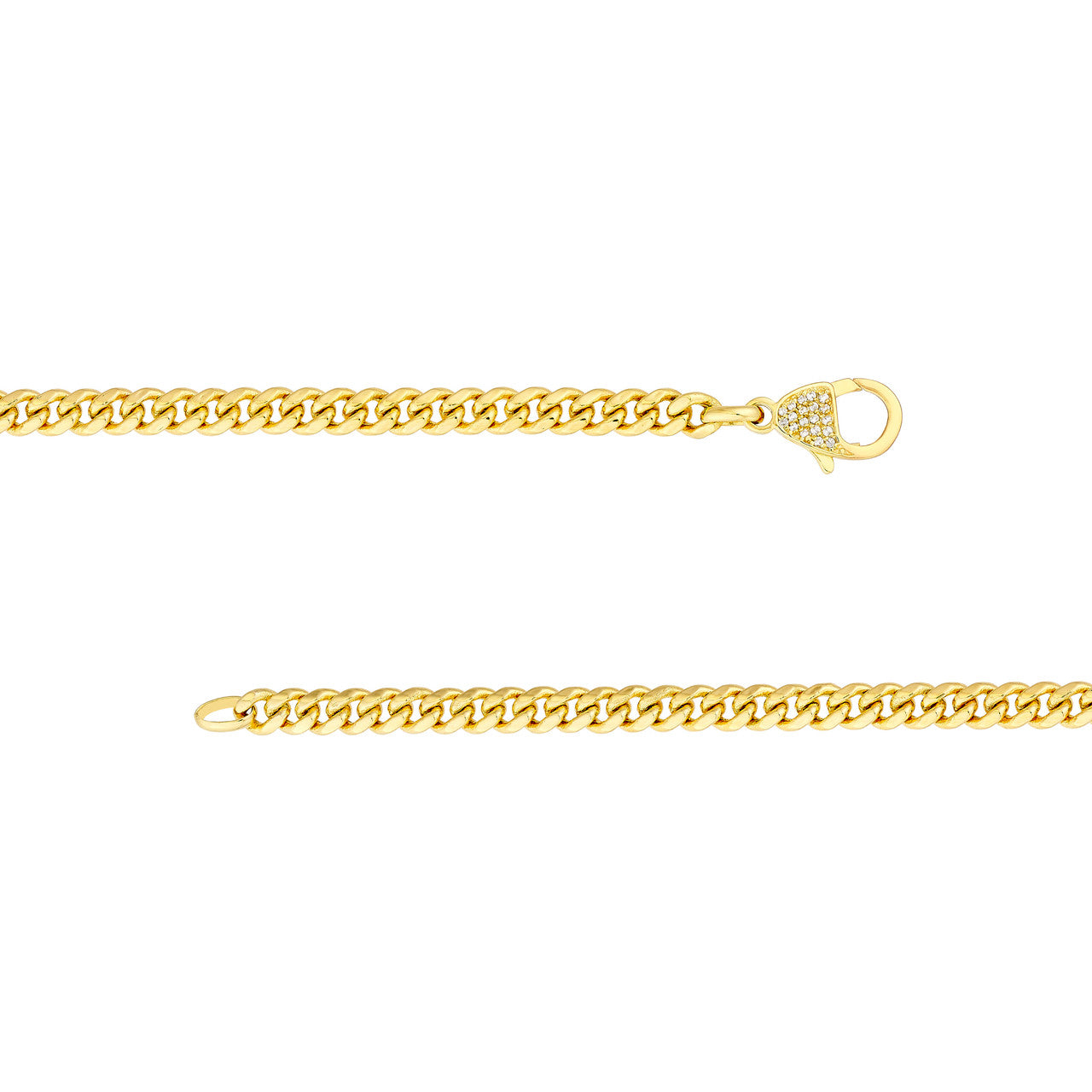 Pave Diamond Pear Lock Curb Chain Bracelet - VIA Jewelers