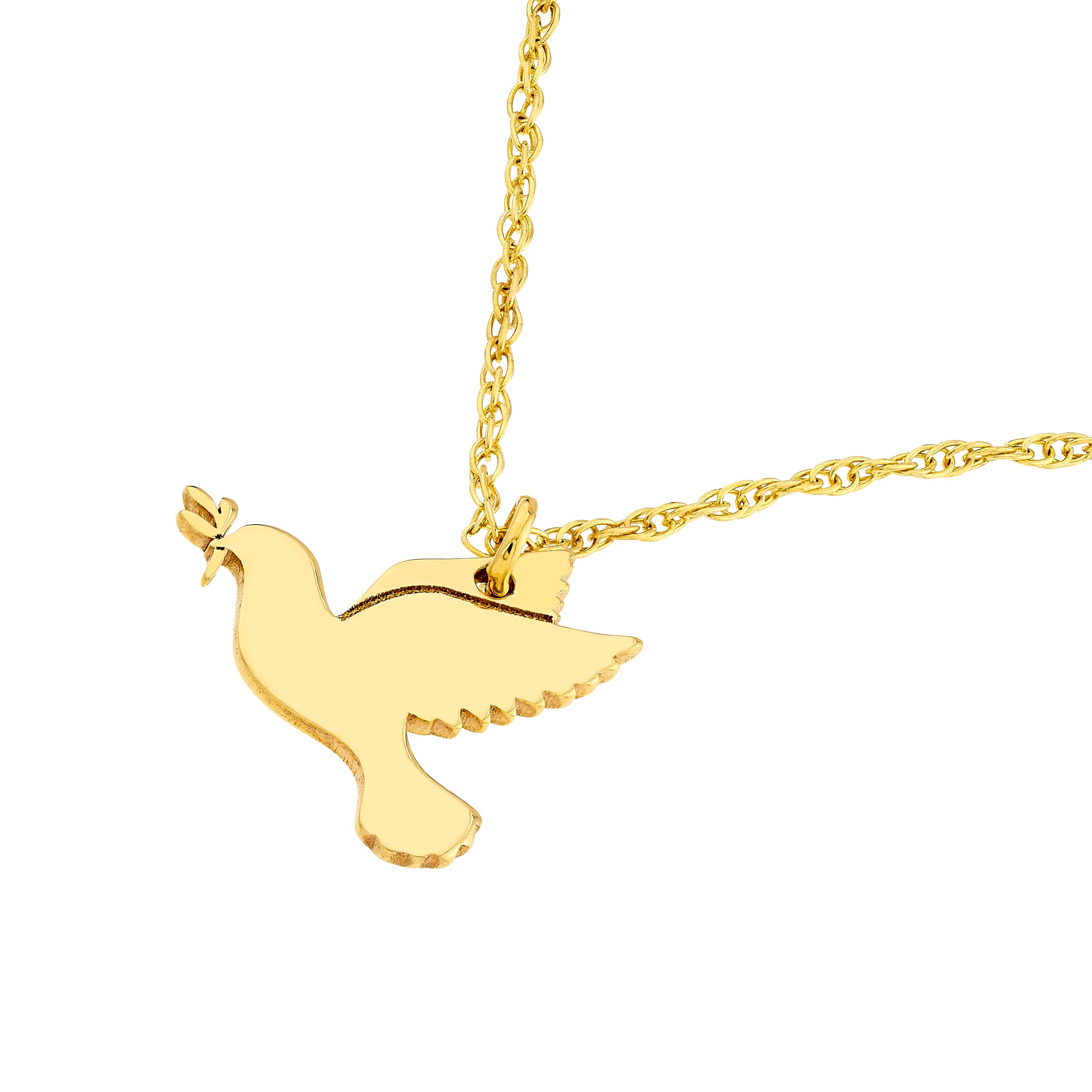 14K gold mini dove pendant necklace, alternate view
