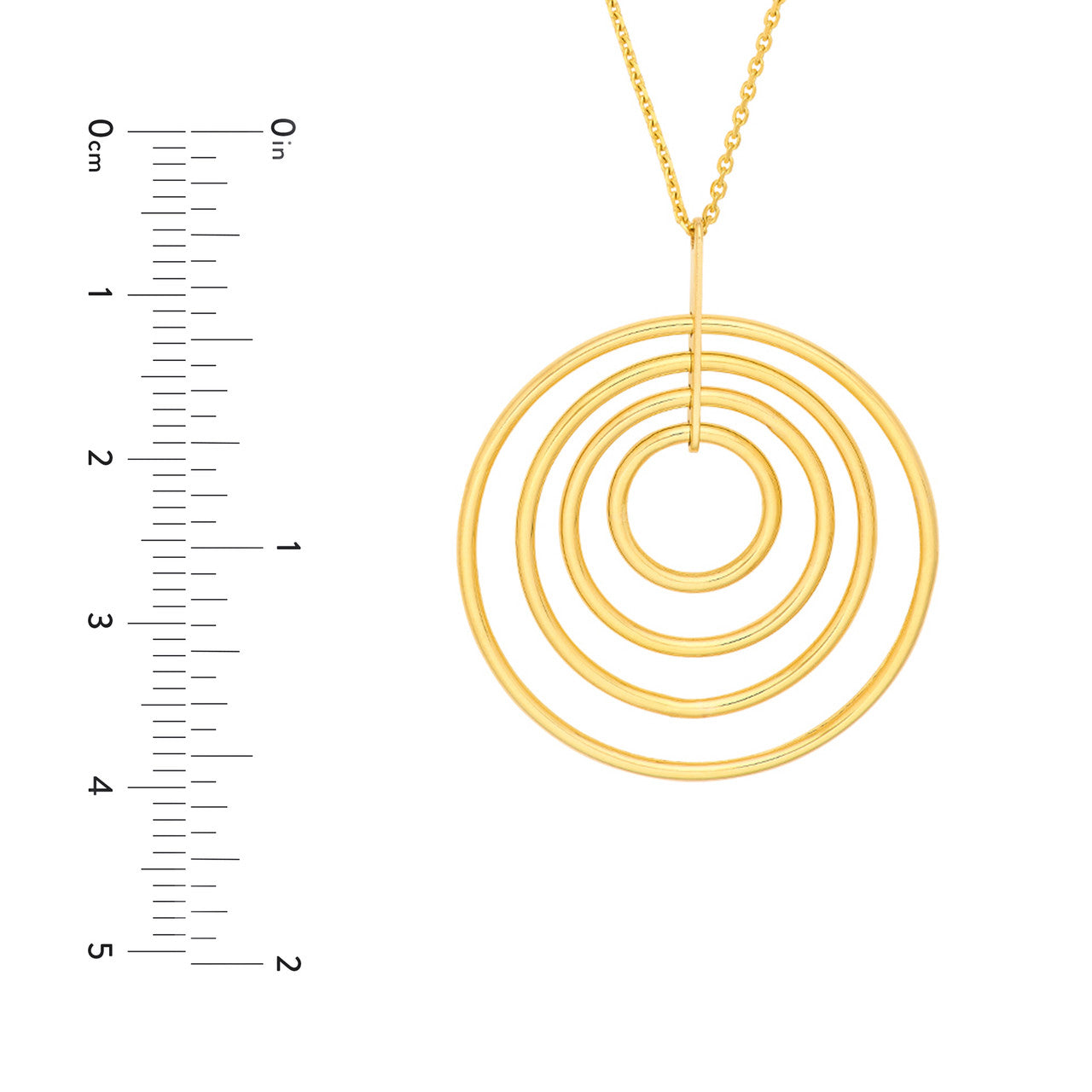 14K gold concentric circle pendant necklace, alternate view