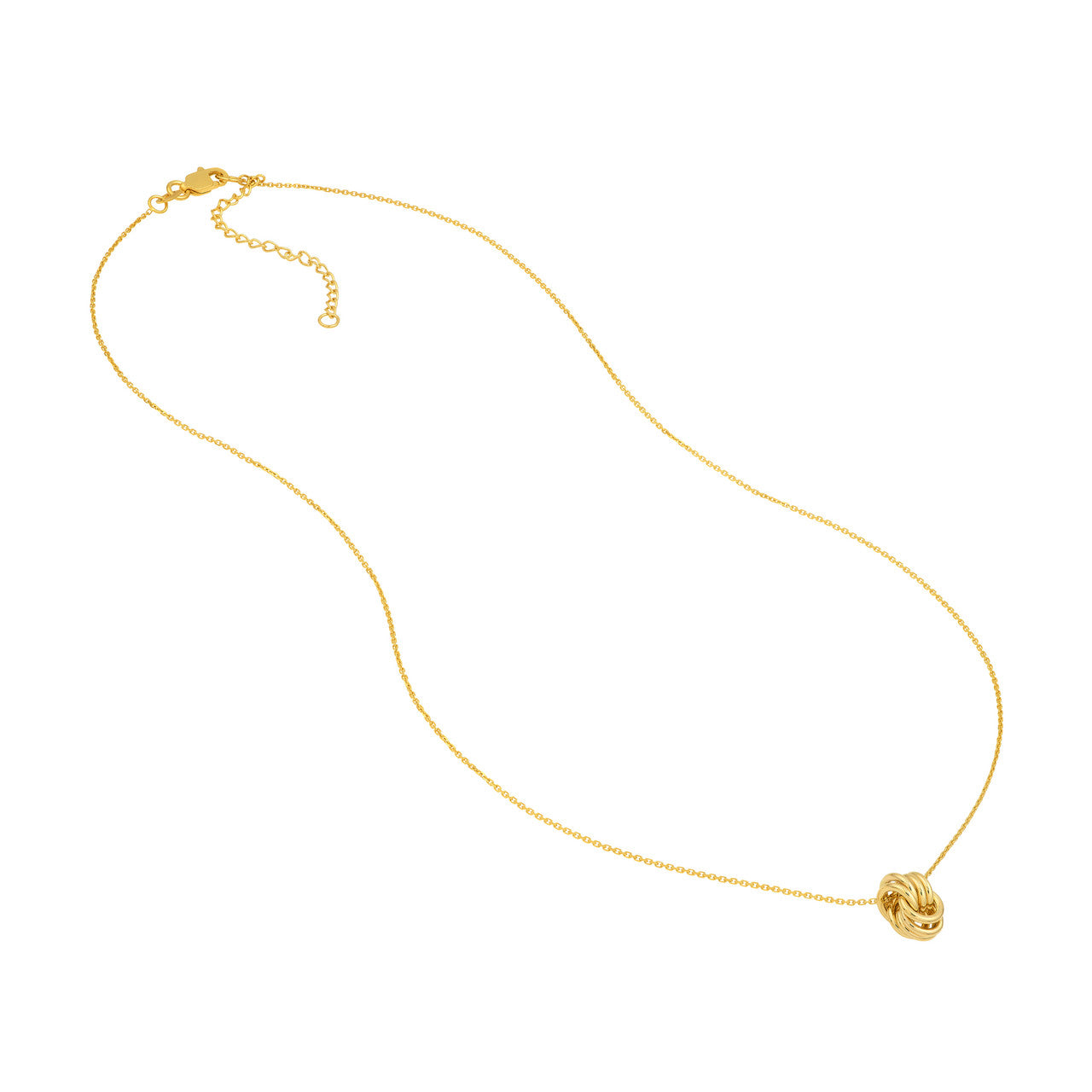 Simple Love Knot Pendant Cable Necklace featuring intertwined design in polished metal by My Store.