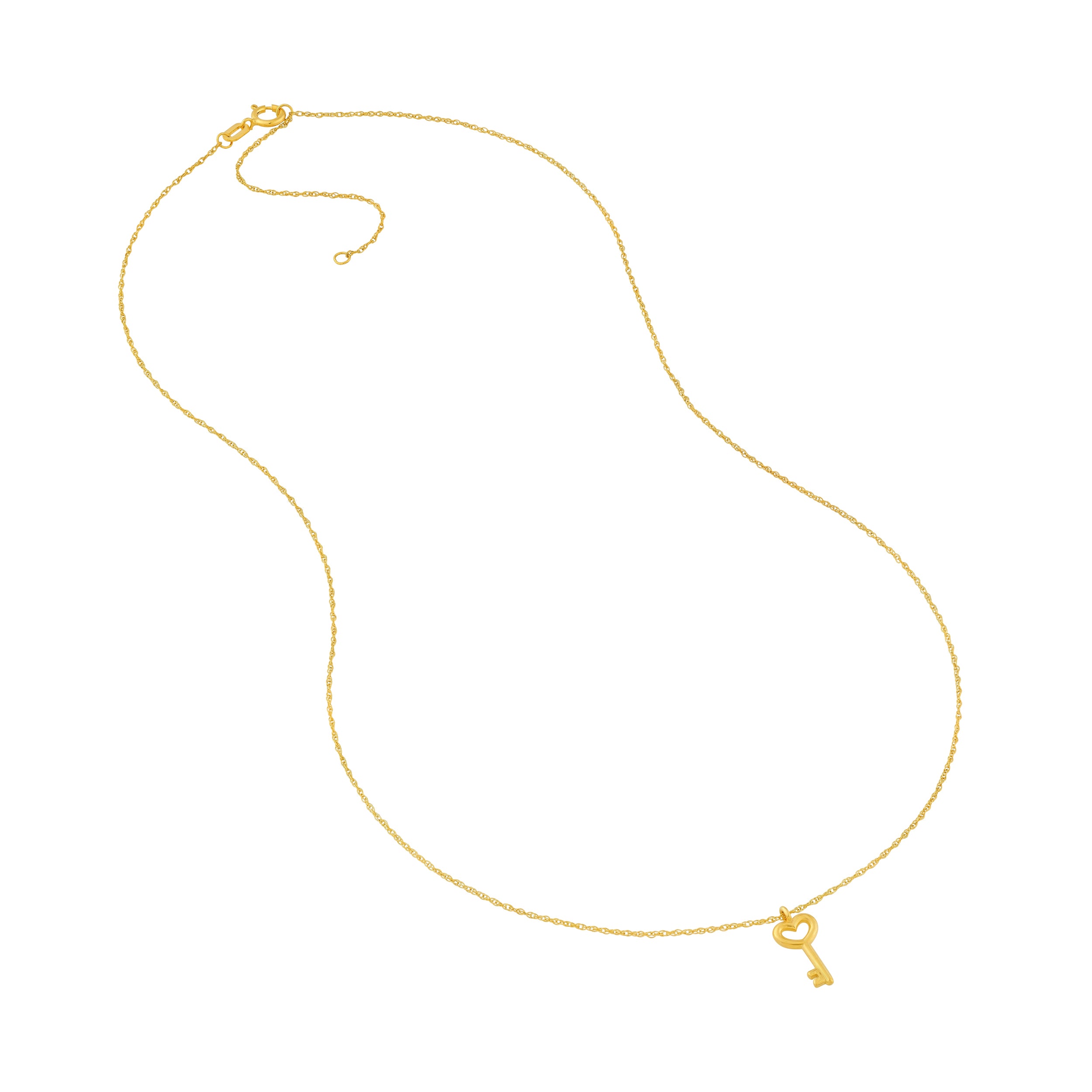 14K gold heart key pendant necklace, additional view