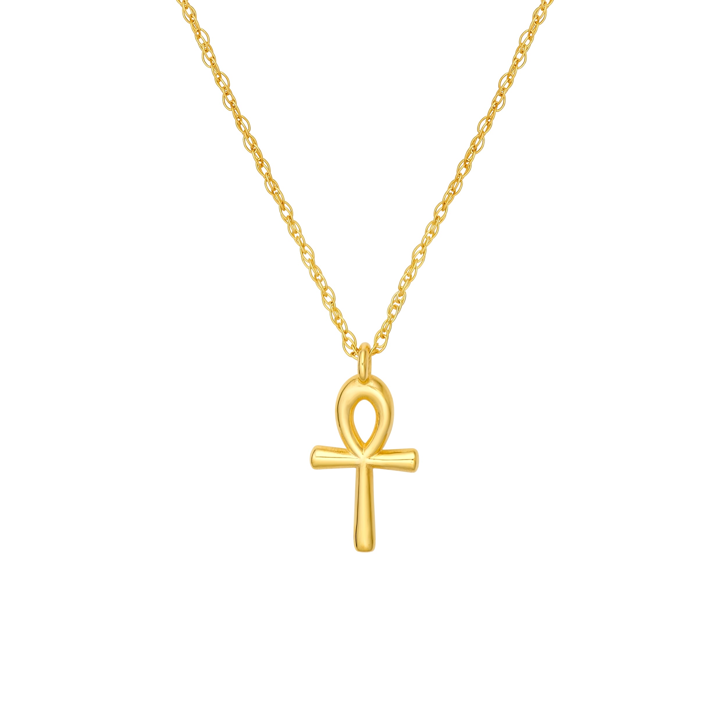 14K gold ankh cross pendant necklace