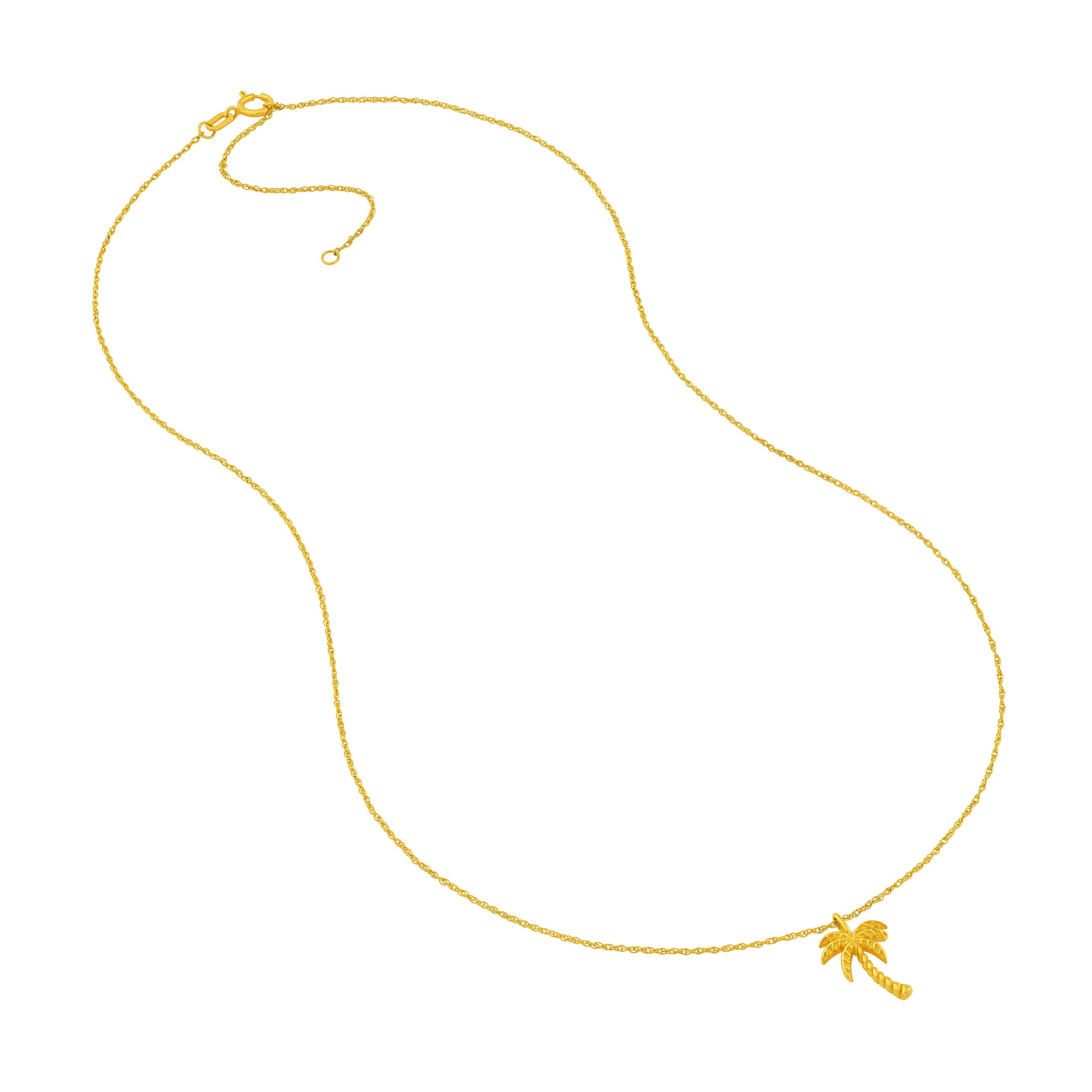 14K gold palm tree pendant necklace, alternate view