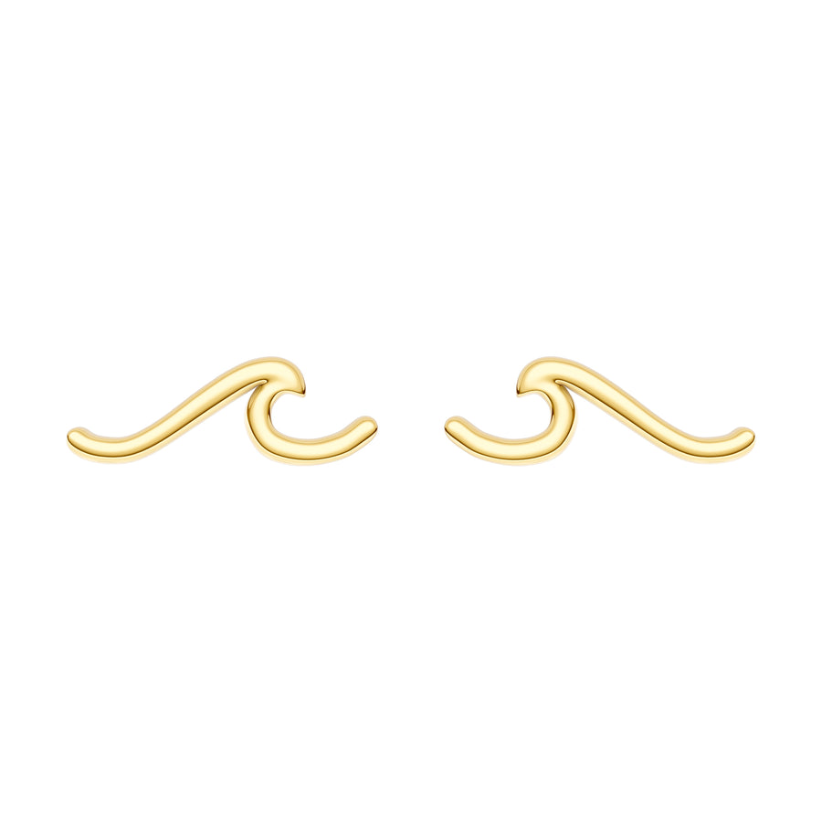 14K gold wave stud earrings