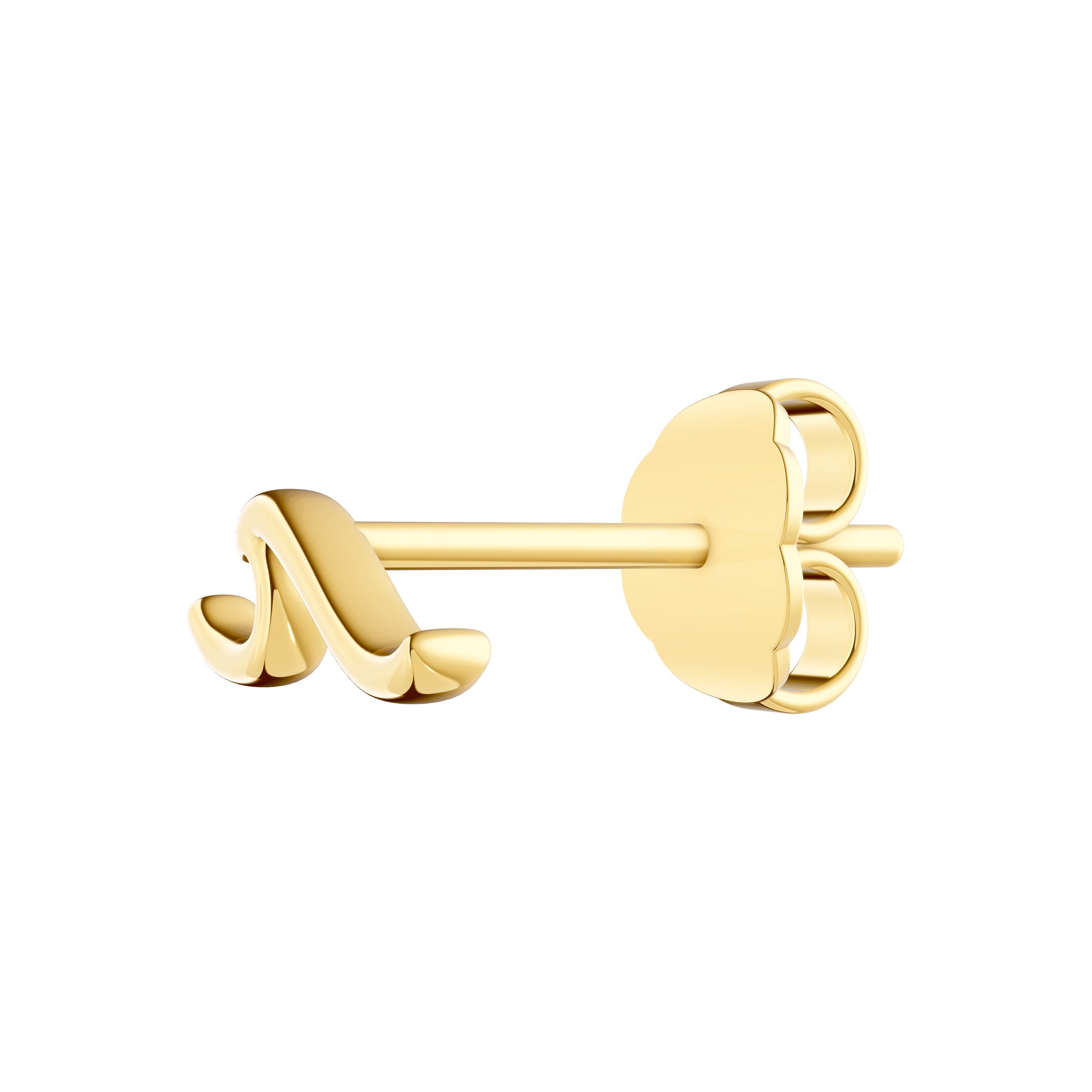 14K gold wave stud earrings, alternate view