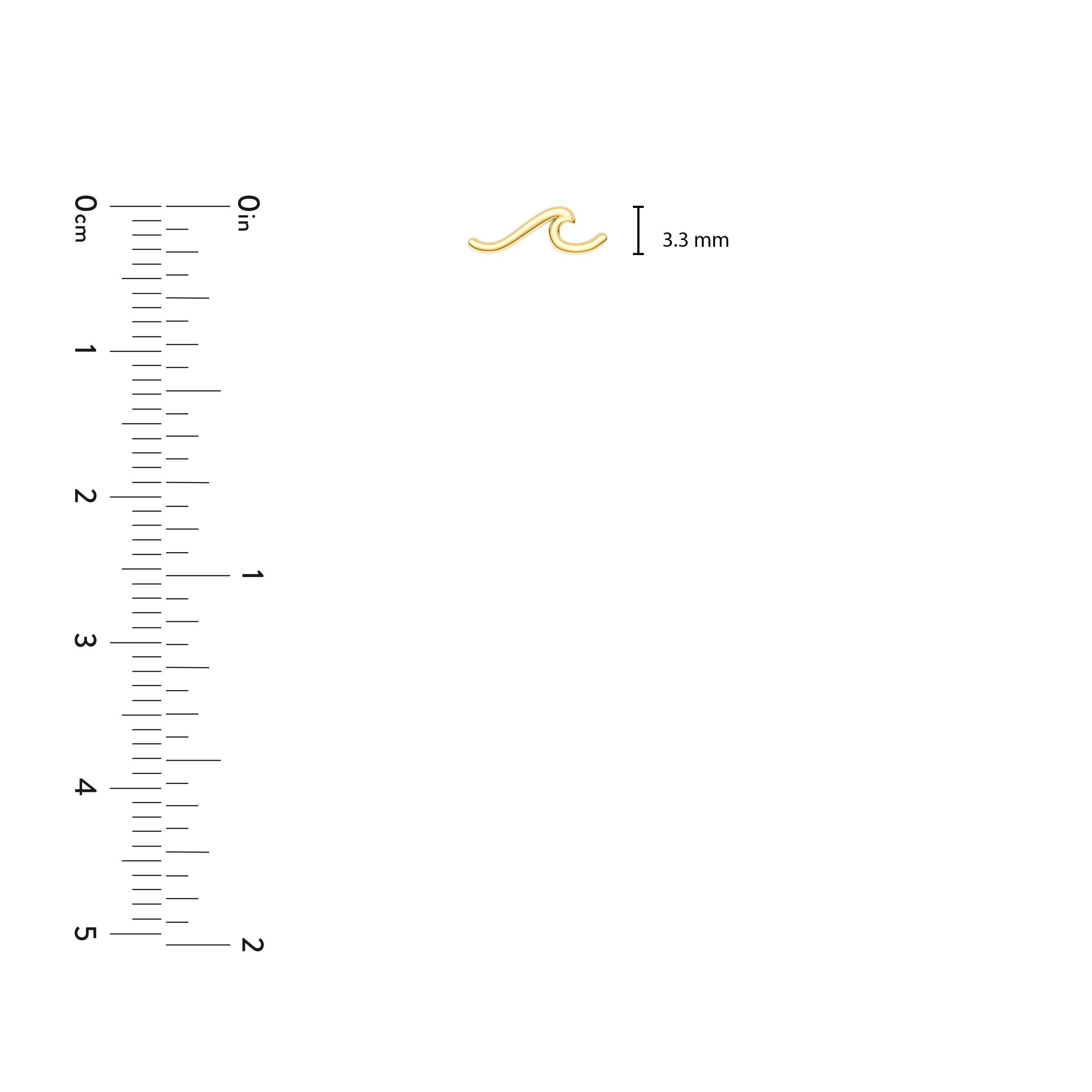 14K gold wave stud earrings, additional view