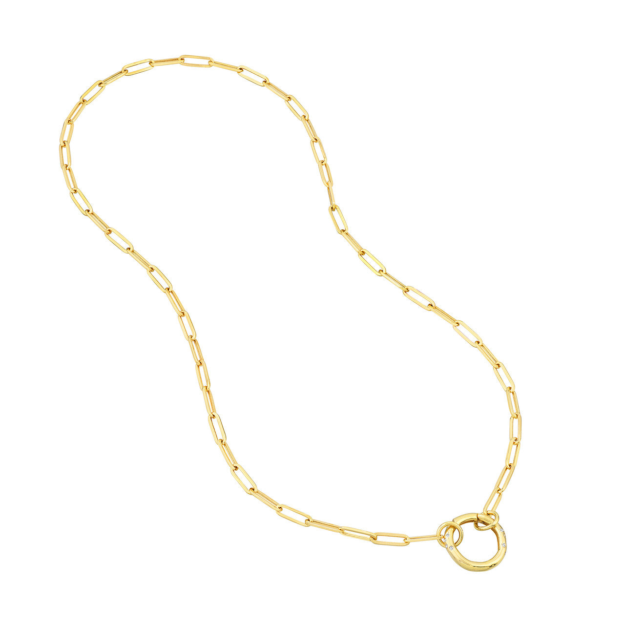 3.80mm 14K gold hollow paperclip chain necklace with a polished finish