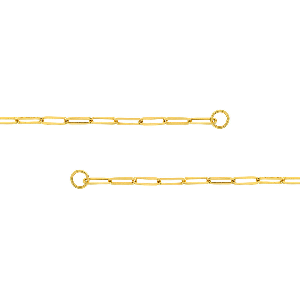 3.80mm 14K gold hollow paperclip chain necklace, sleek link profile