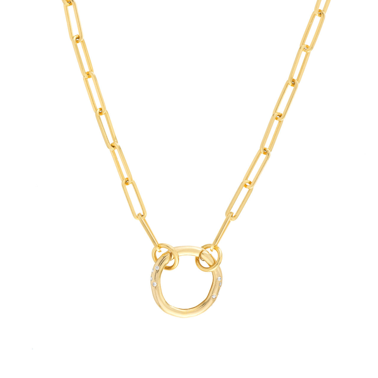 3.80mm 14K gold hollow paperclip chain necklace with a sleek finish