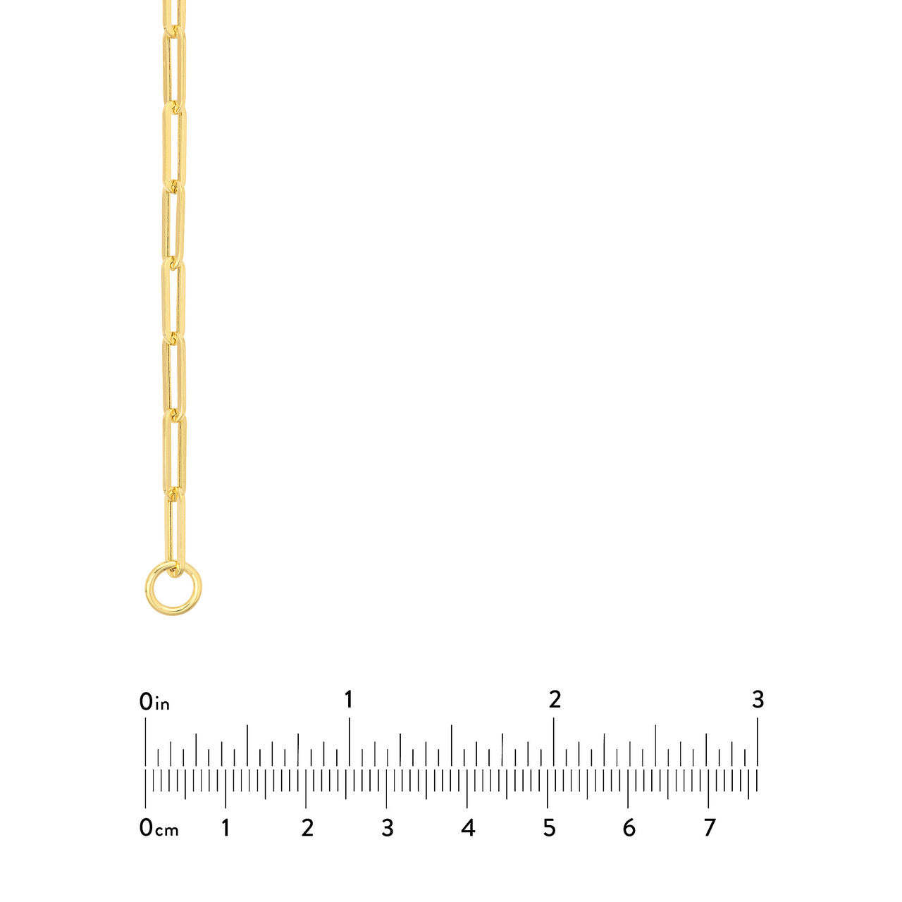 3.80mm 14K gold hollow paperclip chain necklace, full length view