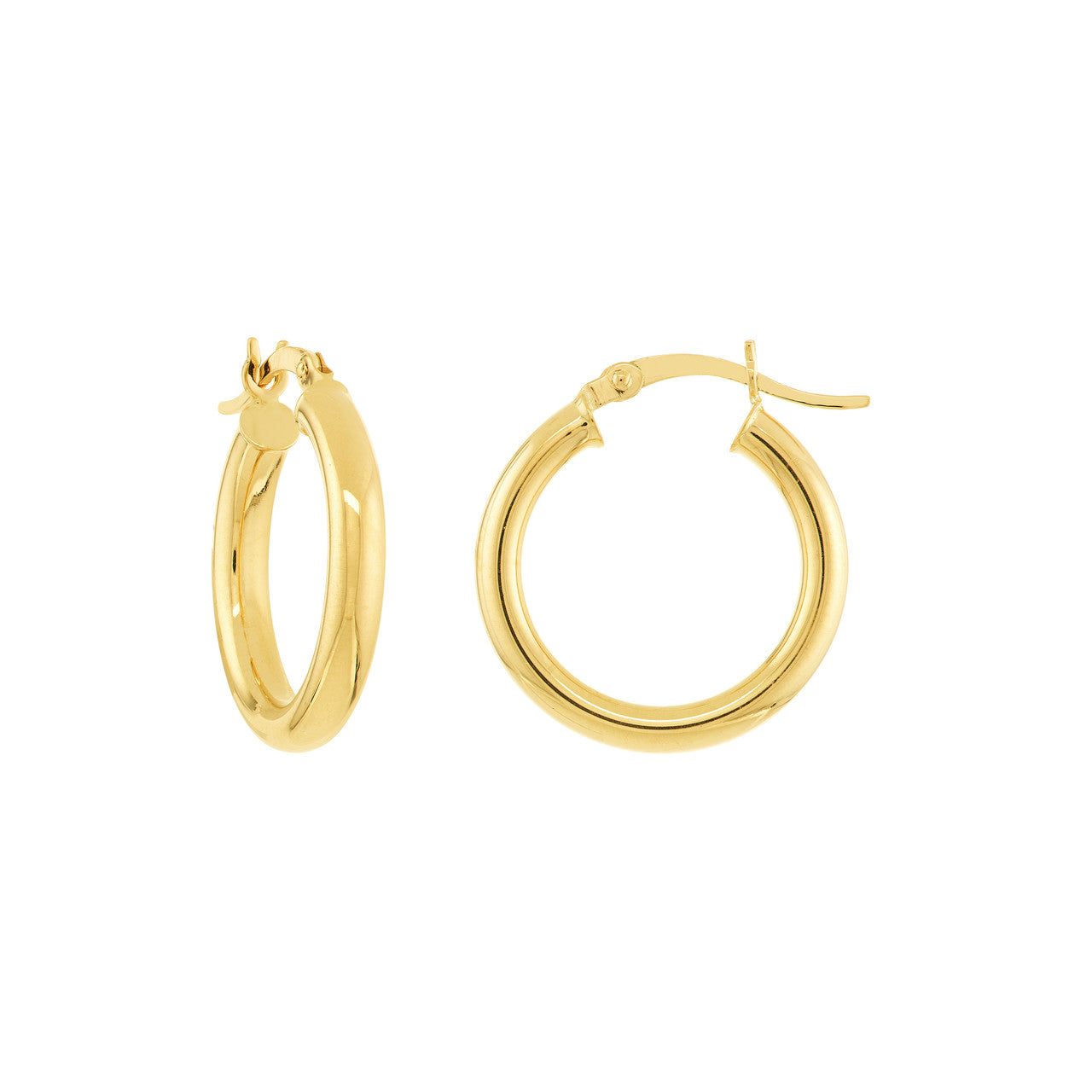 3mm 14K gold polished hoop earrings with a modern profile