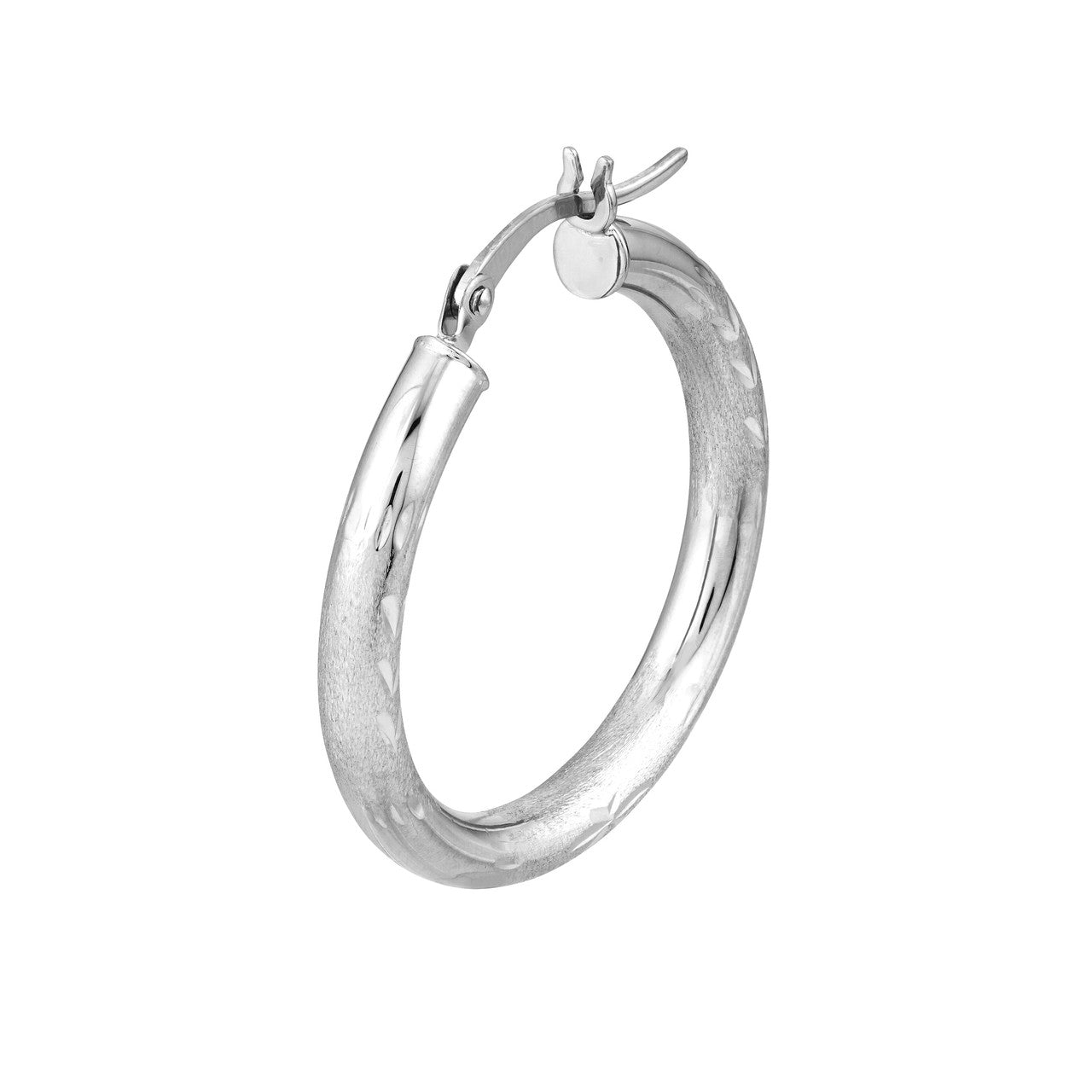 3x25mm 14K gold Florentine round hoop earrings, lightweight design