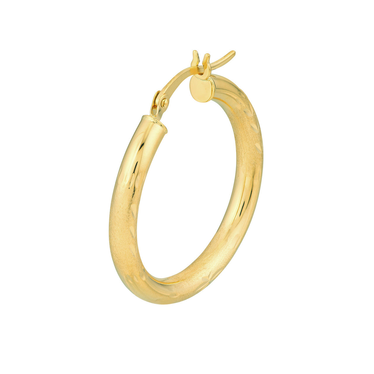 3x25mm D/C Florentine Round Hoop Earrings