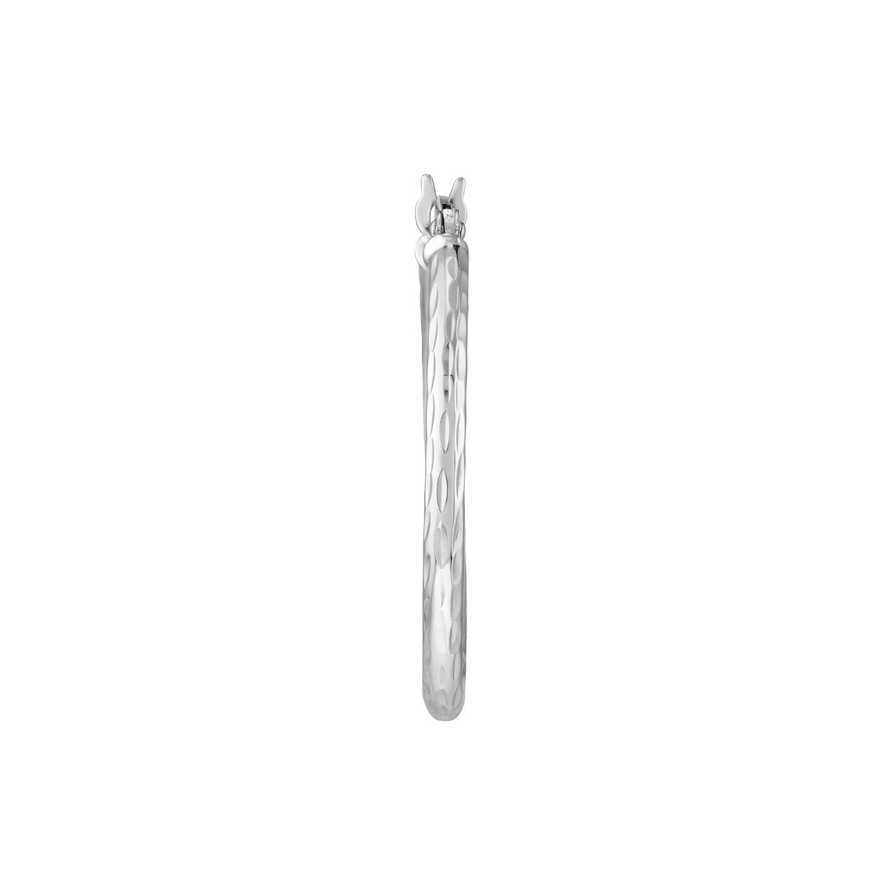 2mm x 25mm 14K gold diamond-cut hoop earrings with a shimmering finish