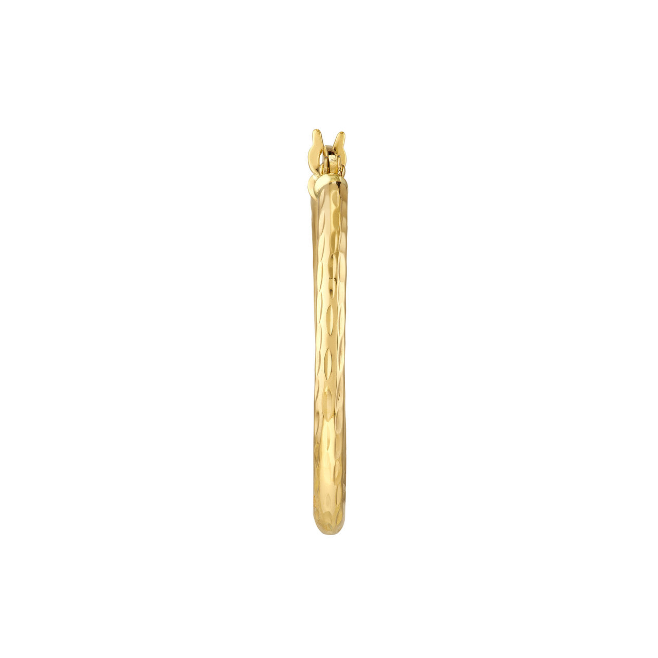 2mm x 25mm 14K gold diamond-cut hoop earrings