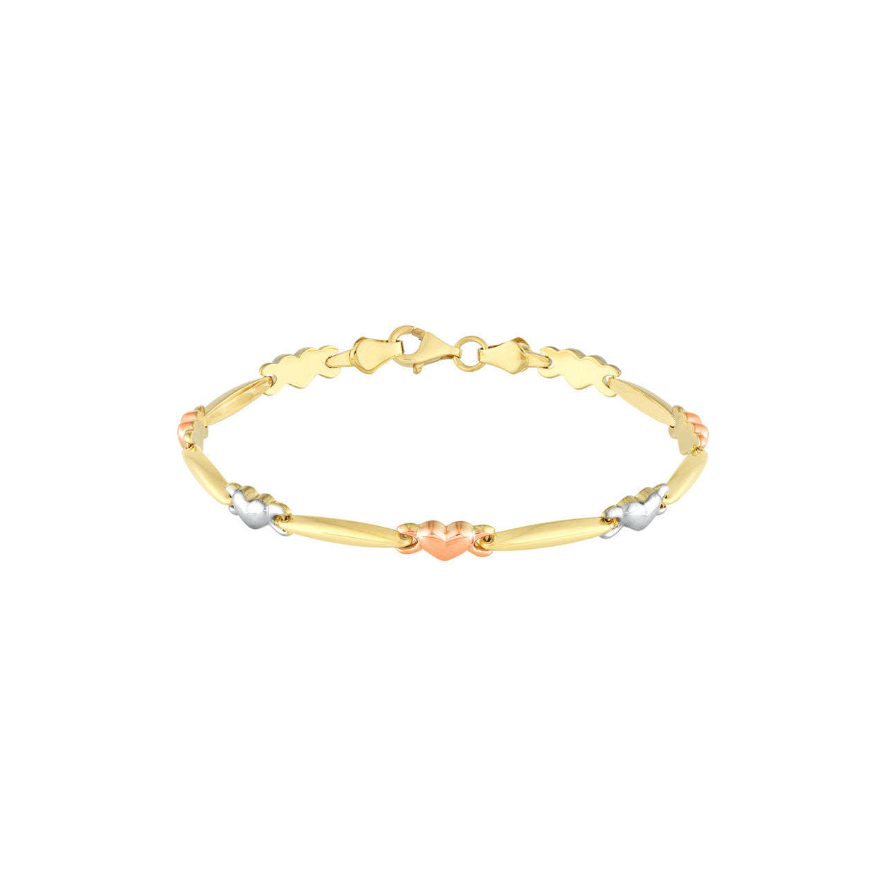 Tri-Color Heart and Bar Stampato Bracelet