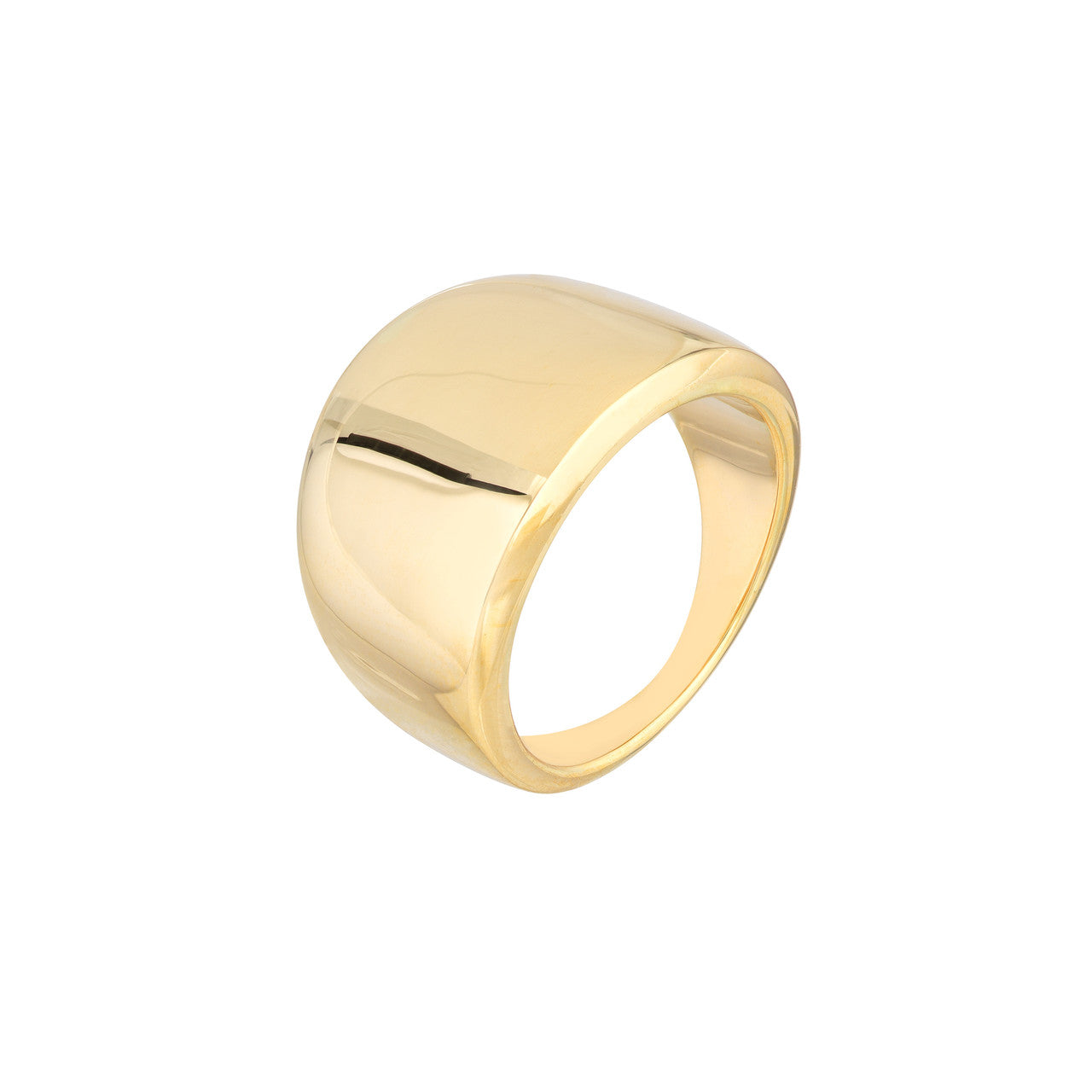 Wide band signet ring with a polished finish, featuring a classic design by My Store.