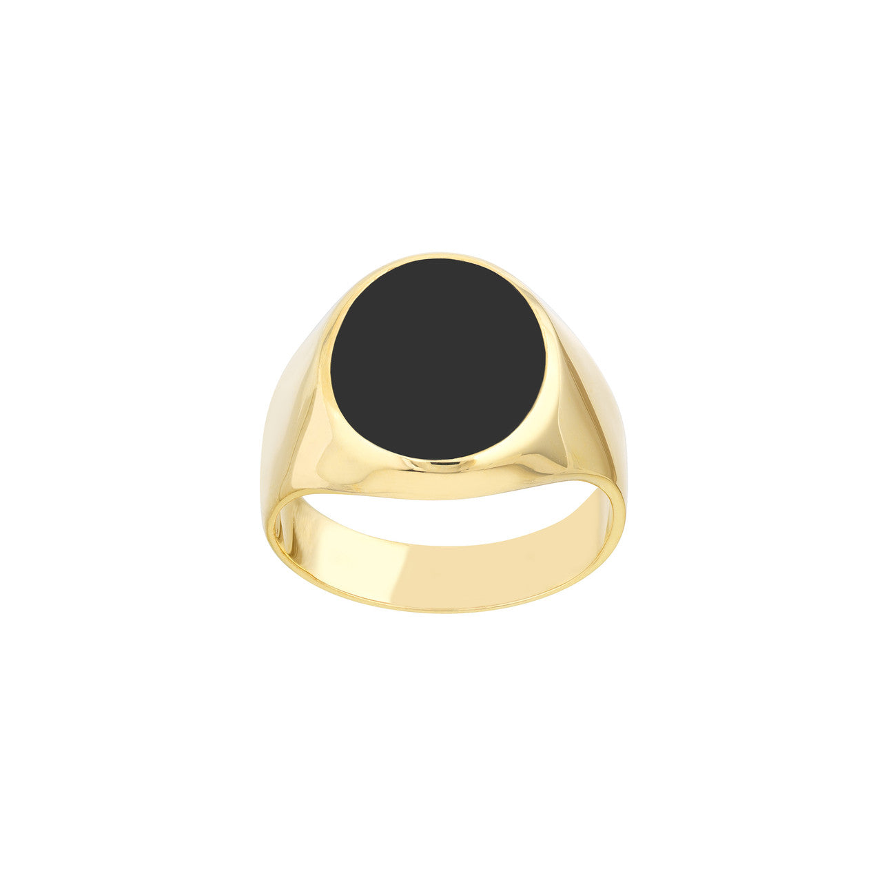 14K Gold Signet Oval Onyx High Polished Ring