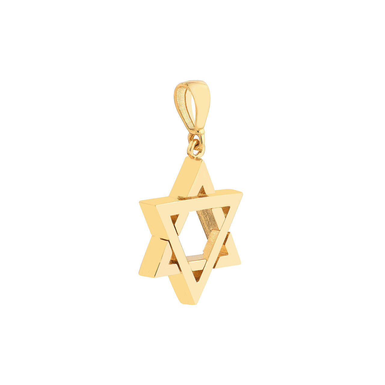 Simple Star of David pendant in silver with a polished finish, showcasing intricate geometric design.