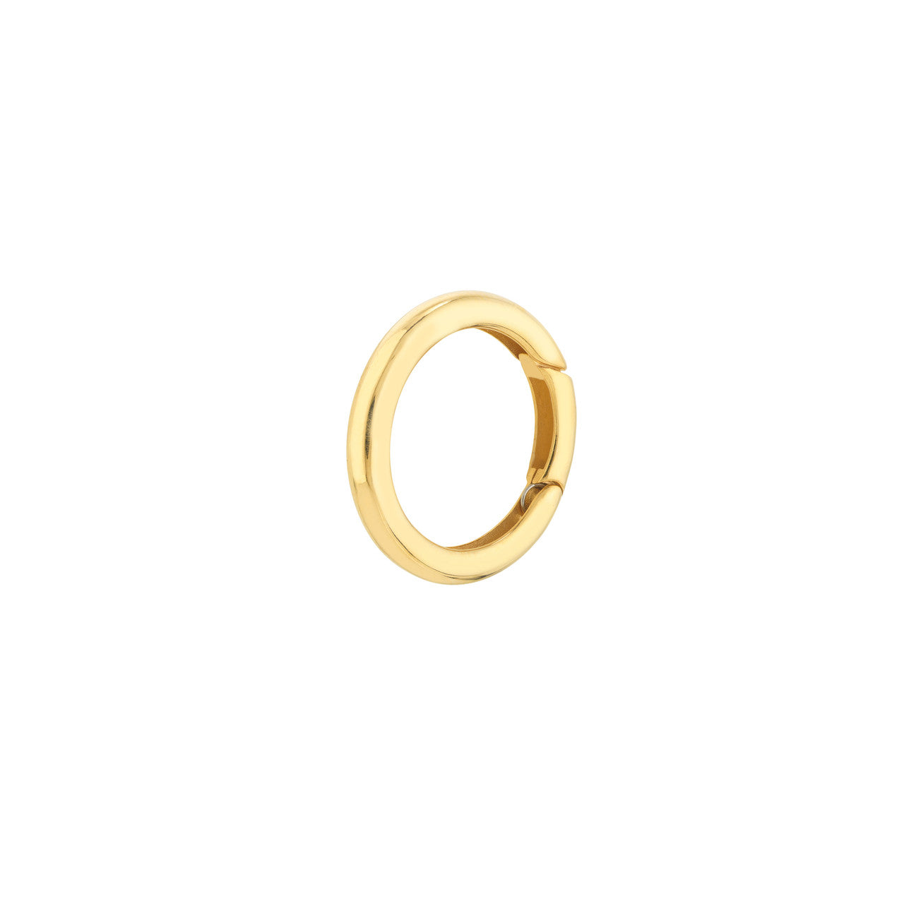 14K gold 19.25mm round push lock clasp, detail view