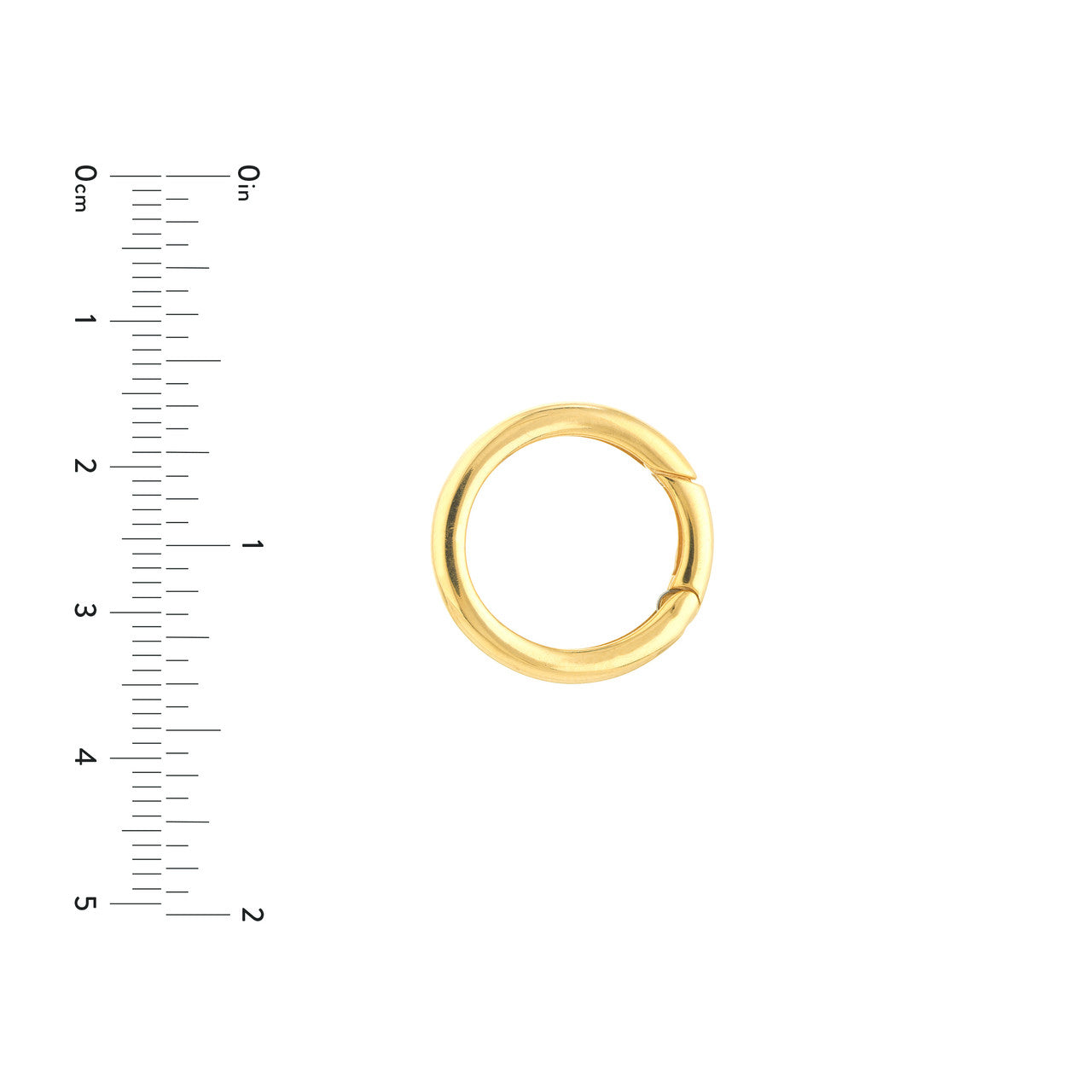 14K gold 19.25mm round push lock clasp, side view