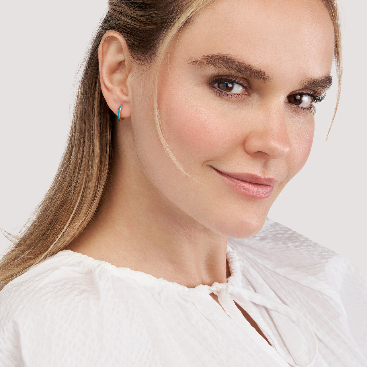 Turquoise Enamel Mini Hoop Earrings - VIA Jewelers