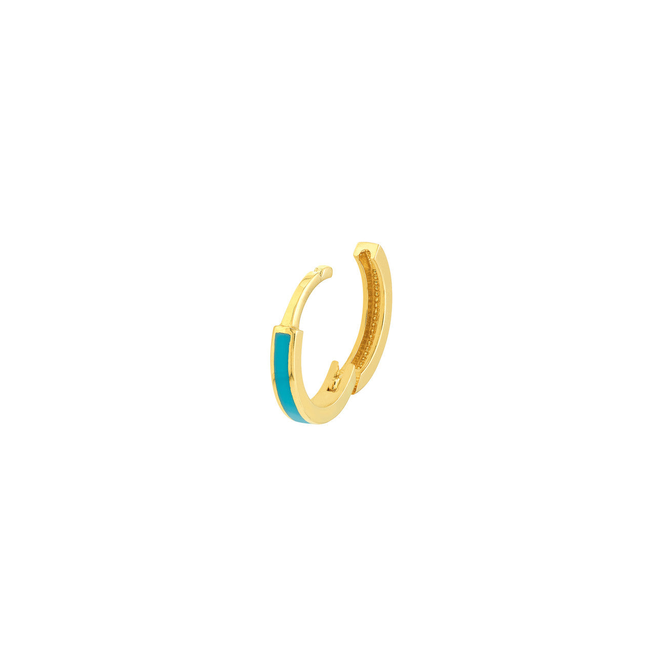 Turquoise enamel mini hoop earrings with a sleek, simple design by My Store.