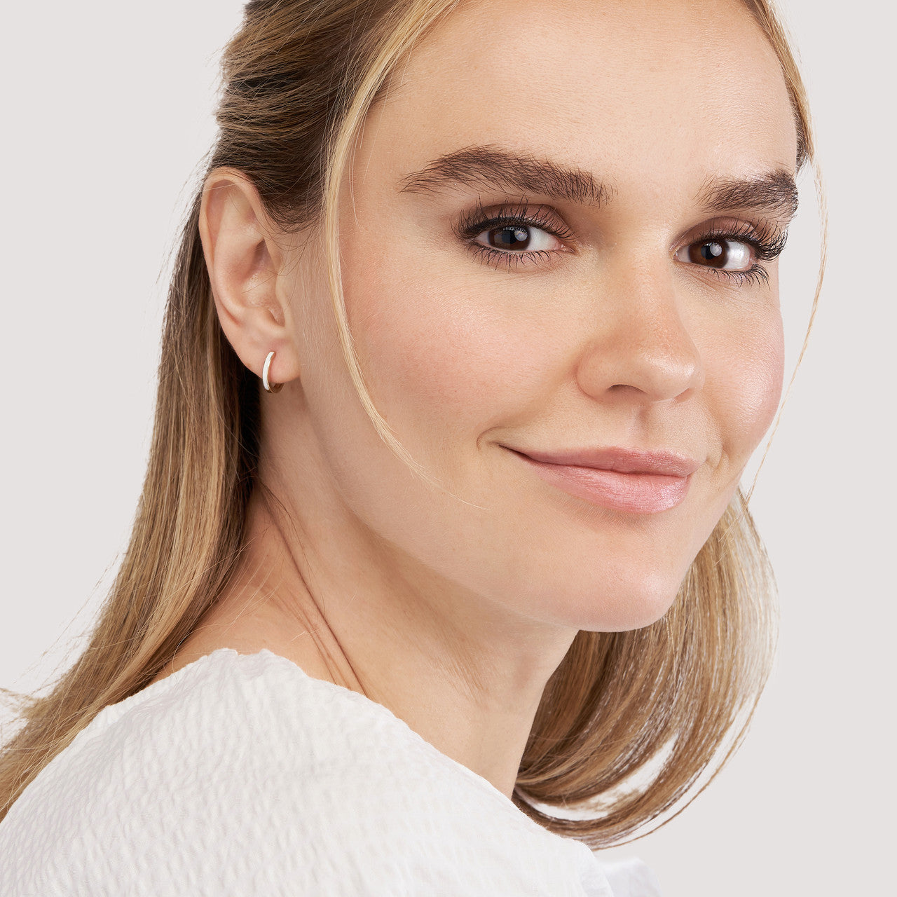 White Enamel Baby Hoop Earrings - VIA Jewelers