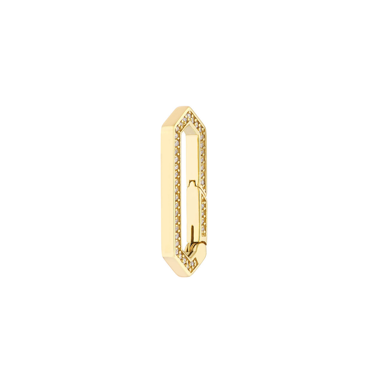 14K gold diamond elongated hexagon push lock, alternate view