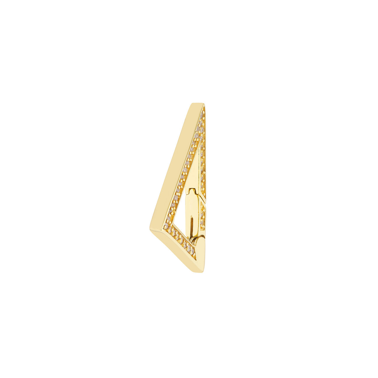 14K gold diamond triangle push lock, alternate view