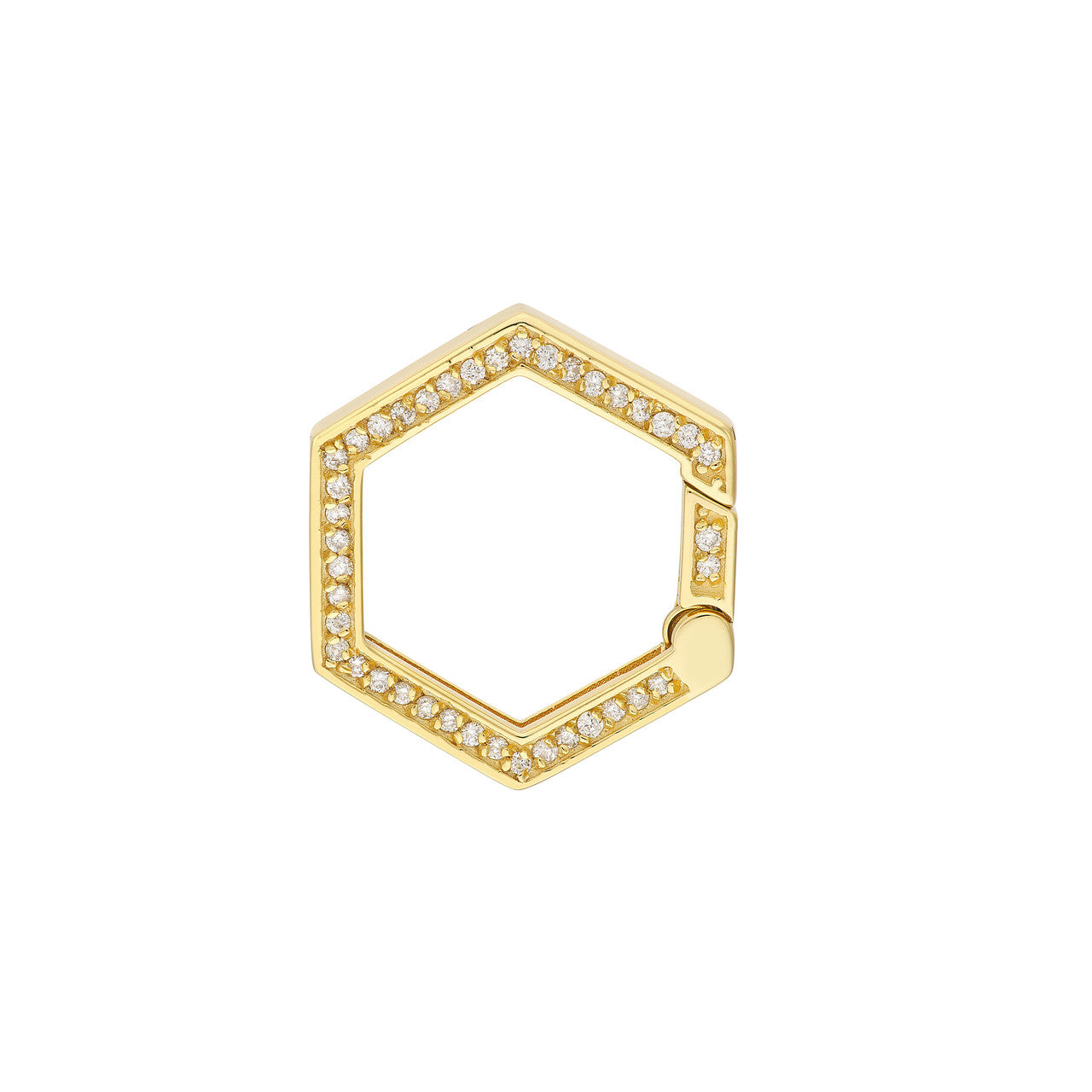 14K gold 1/5ct diamond hexagon push lock