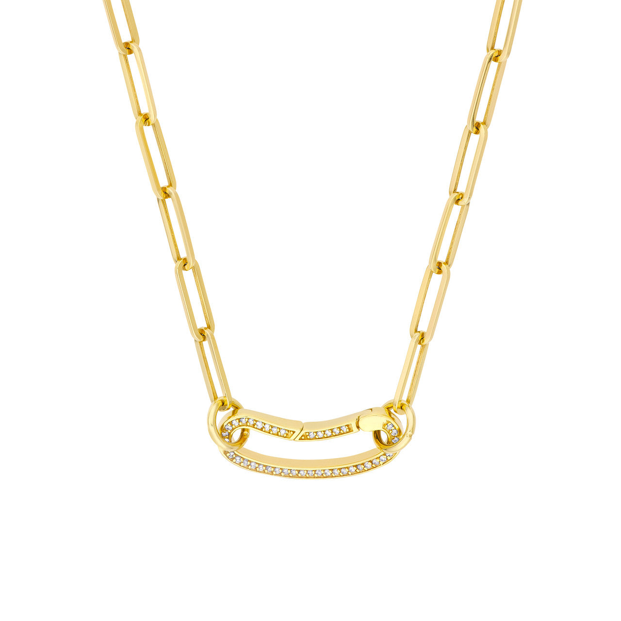 14K gold diamond bean shape push lock, additional view