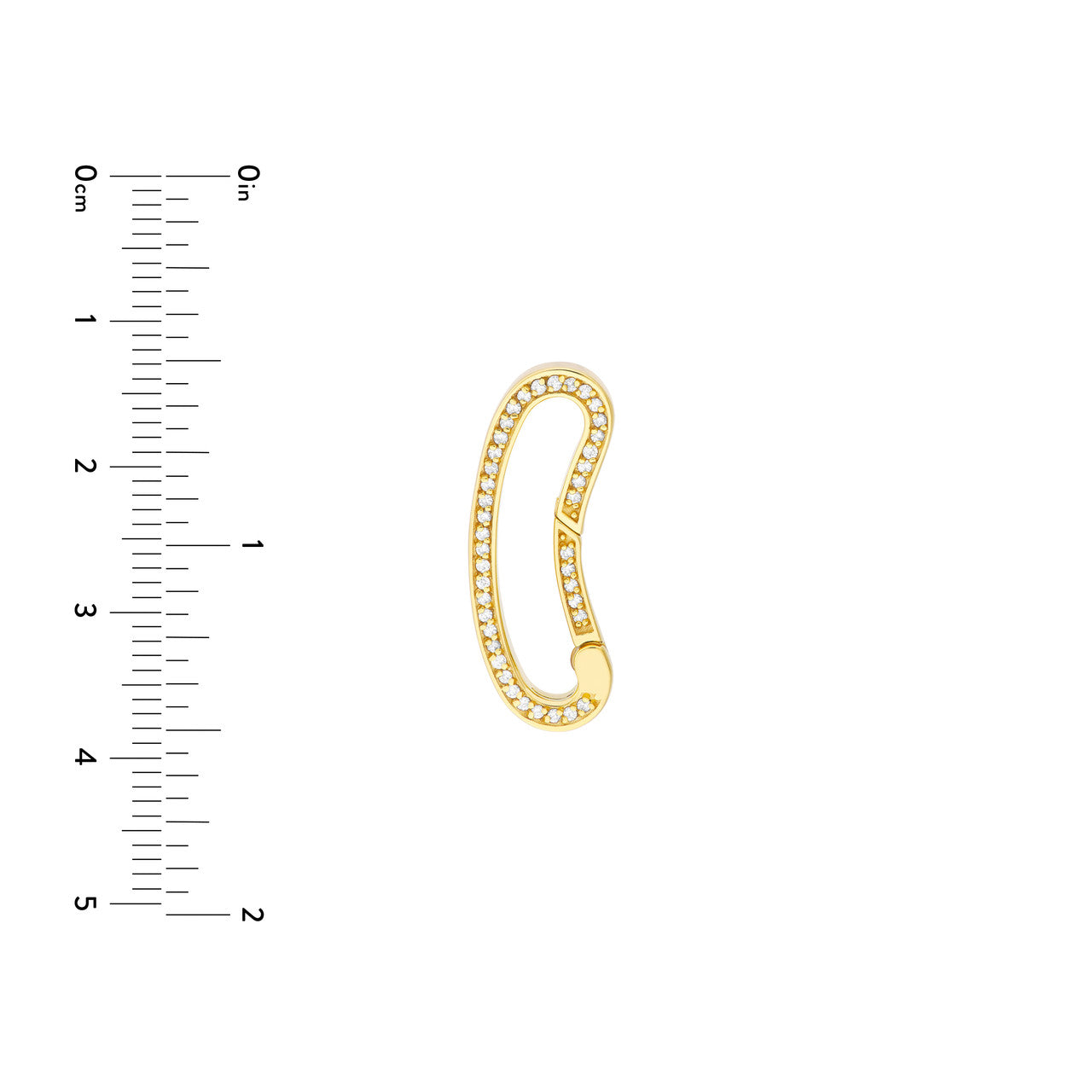 14K gold diamond bean shape push lock, close-up view