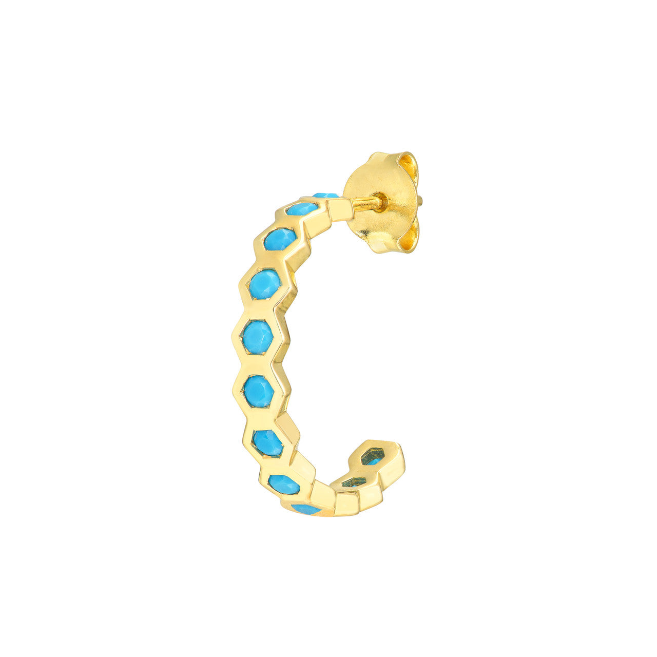 Round Turquoise Honey Comb J-Hoops