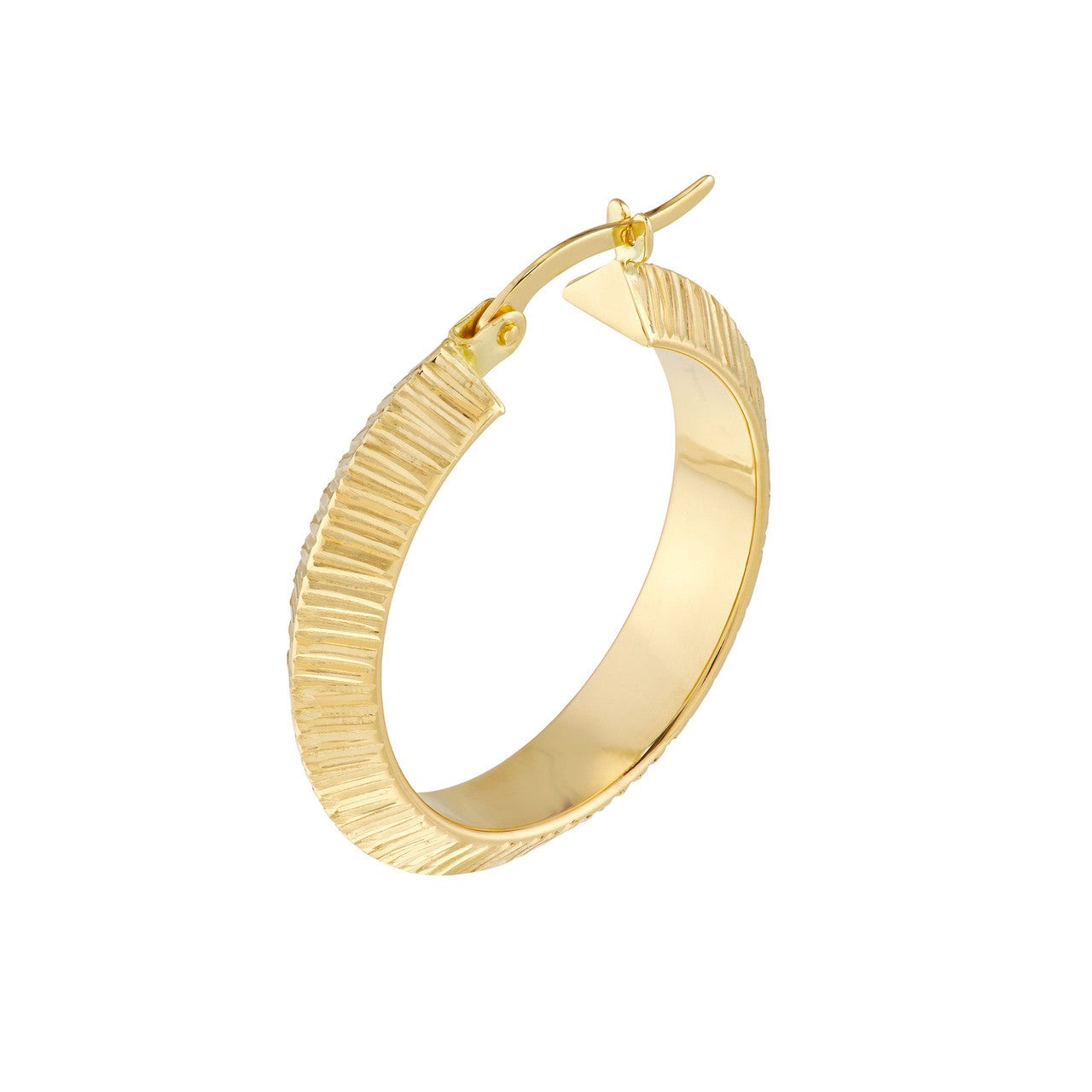 20x4mm 14K gold knife edge round hoop earrings with a smooth finish