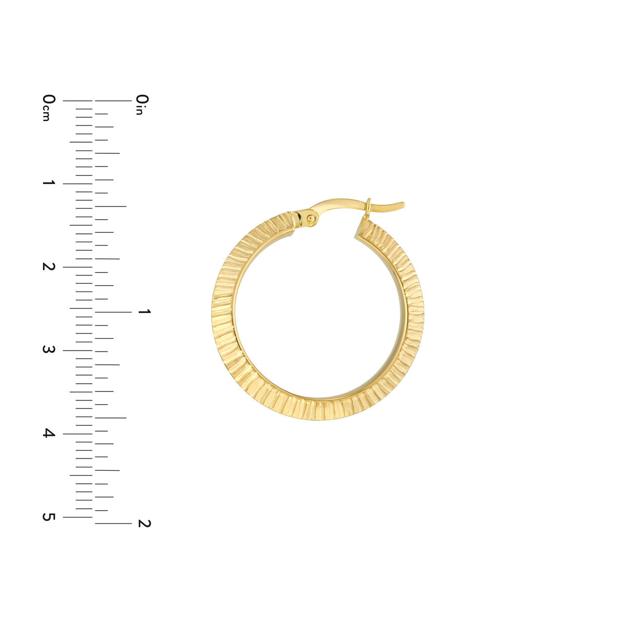 20x4mm 14K gold knife edge round hoop earrings, elegant faceted design